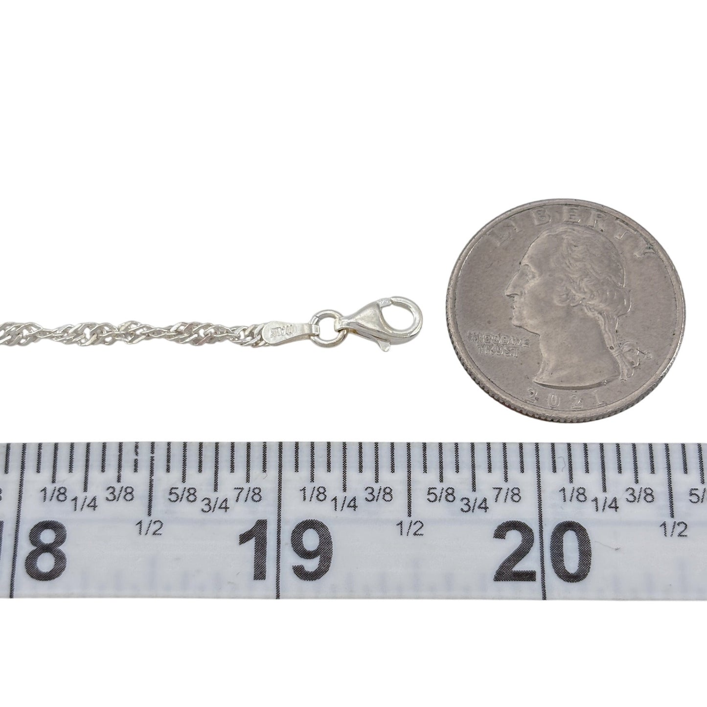 Vintage Italian Sterling Silver 925 Singapore Link Chain Necklace 19.5"