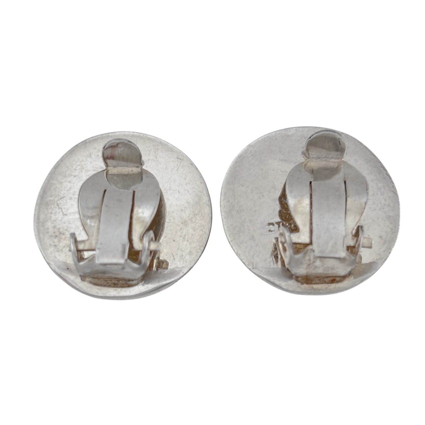 Vintage Sterling Silver 925 Floral Etched Clip On Earrings