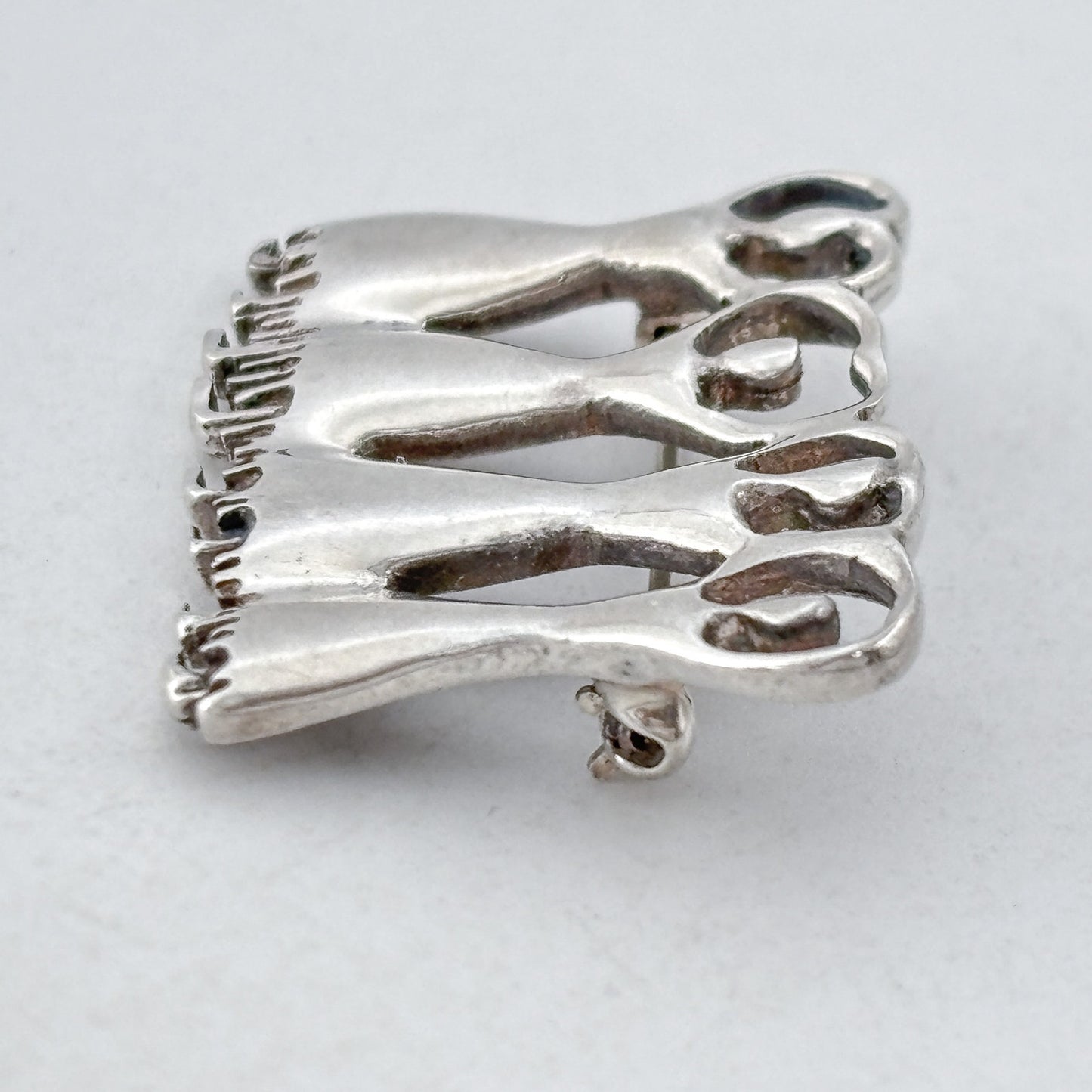 Vintage Sterling Silver 925 Greek Ritual Dancing Figures Brooch
