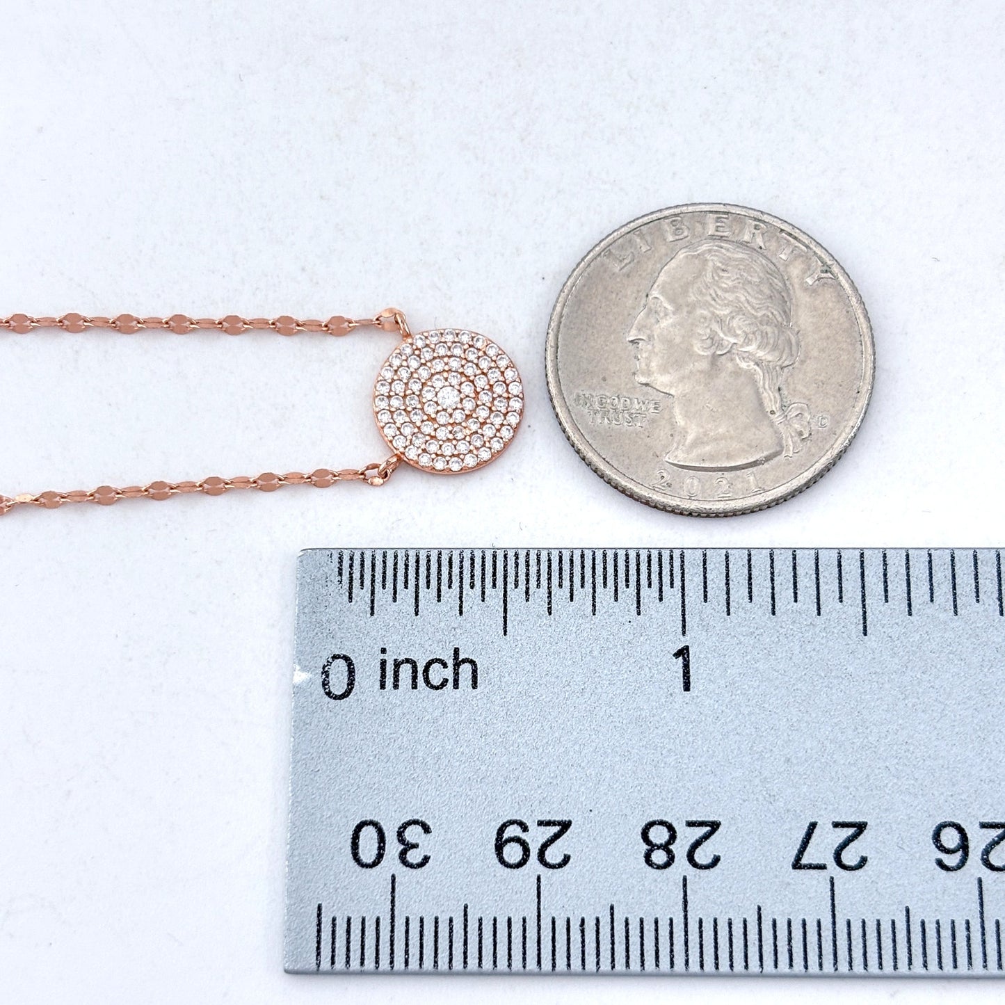 Vintage Rose Gold-Tone Sterling Silver 925 Cubic Zirconia Necklace 18"-20"