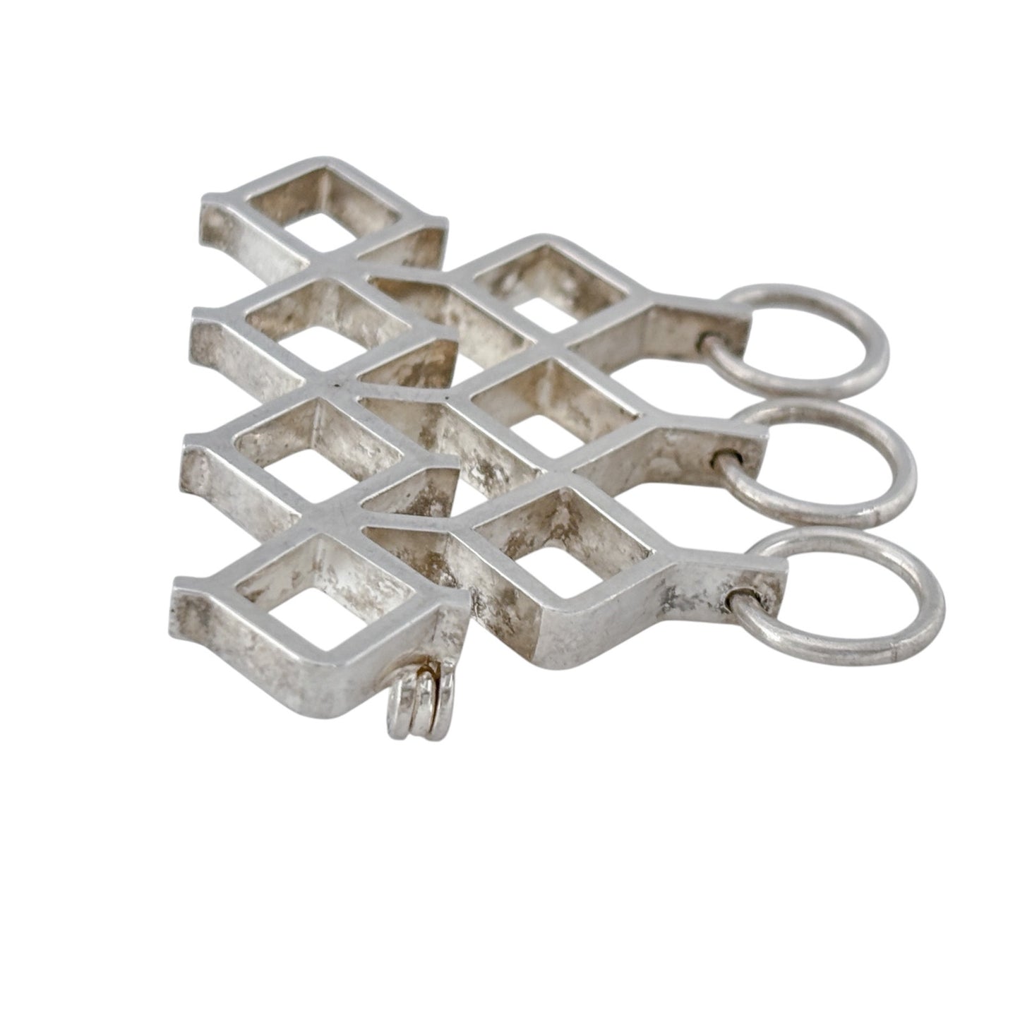 Vintage Sterling Silver Geometric Openwork Brooch