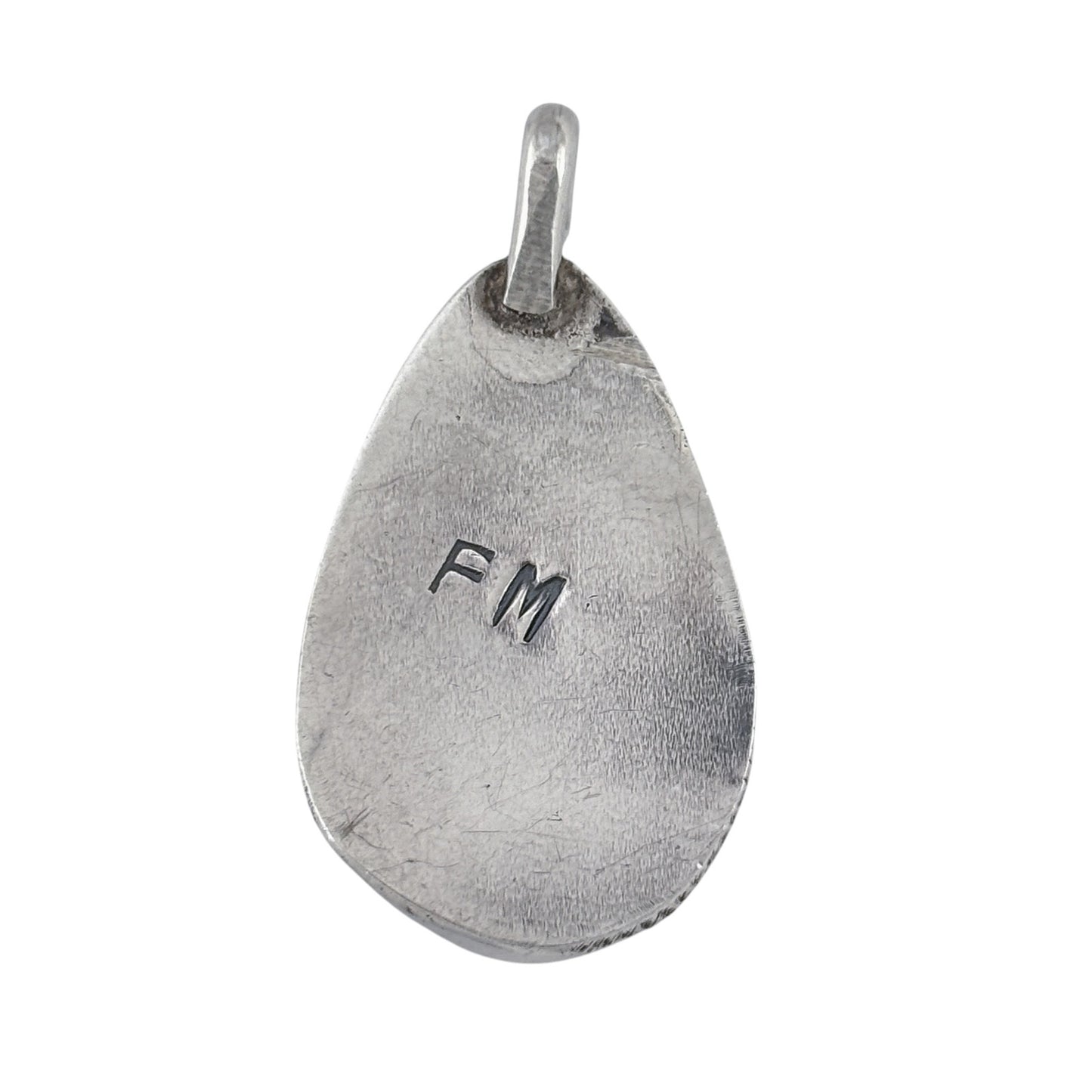 Old Pawn Signed Navajo Sterling Silver 925 Royston Turquoise Teardrop Pendant