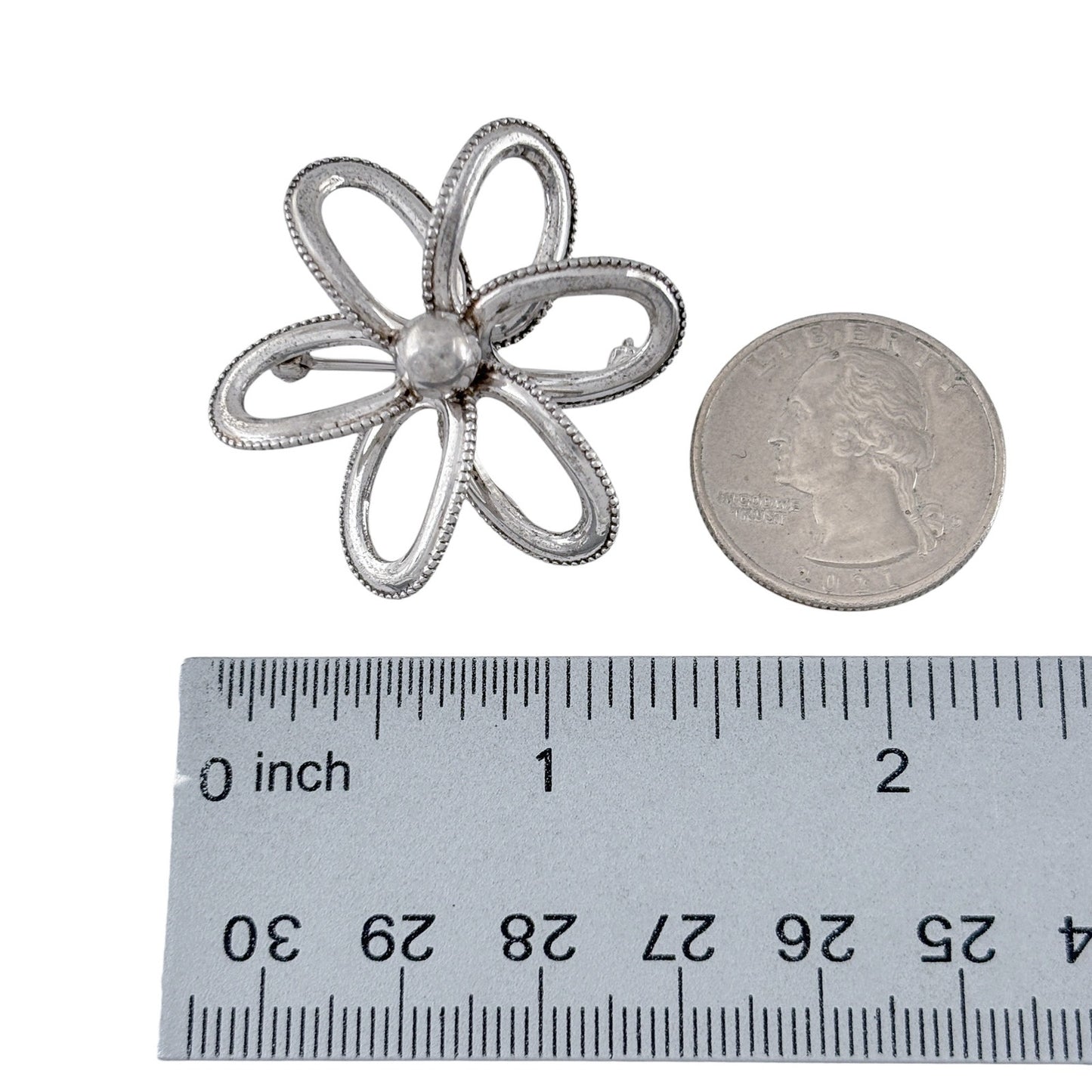 Vintage Sterling Silver 925 Flower Brooch