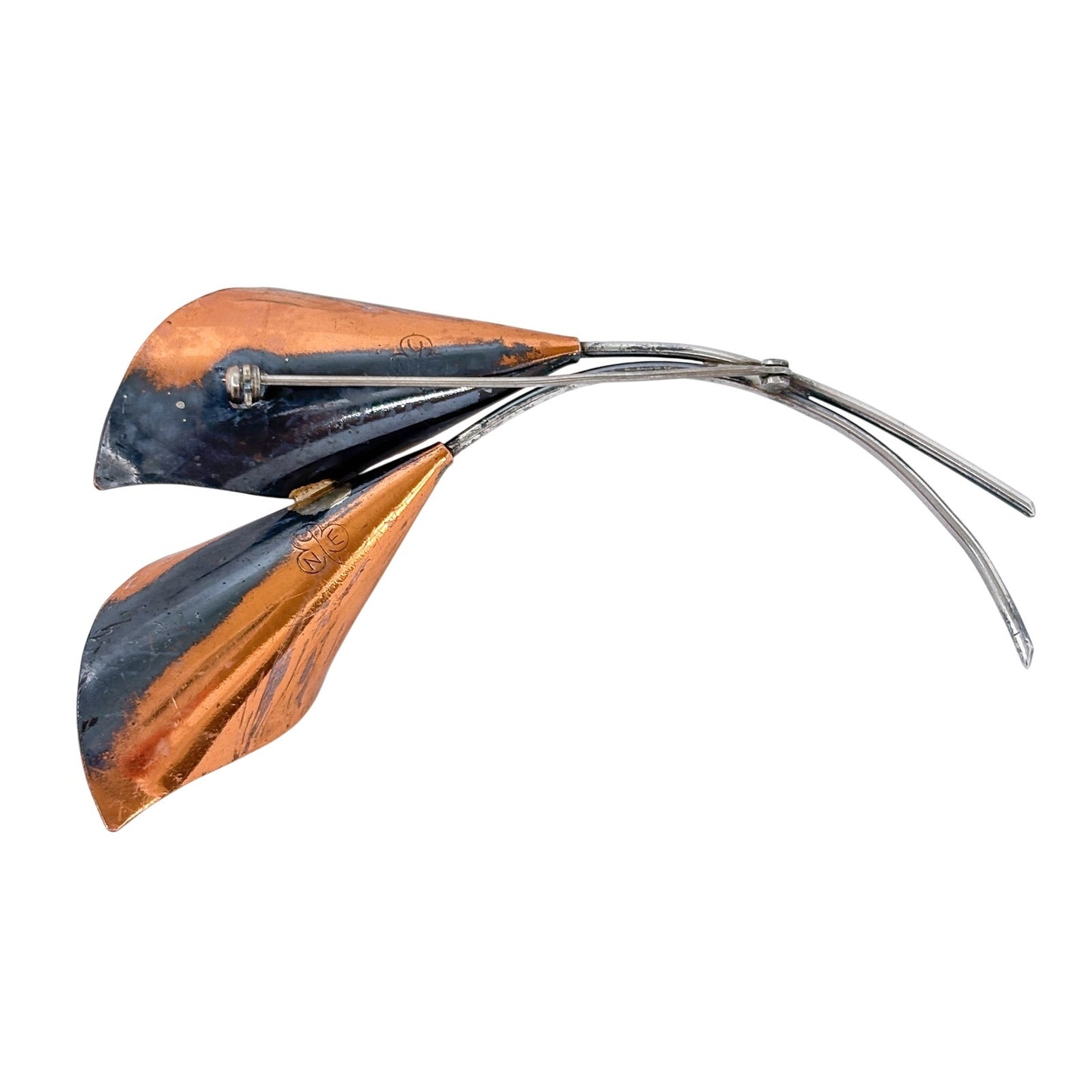 Vintage MCM Stuart Nye Sterling Silver & Copper Calla Lily Brooch