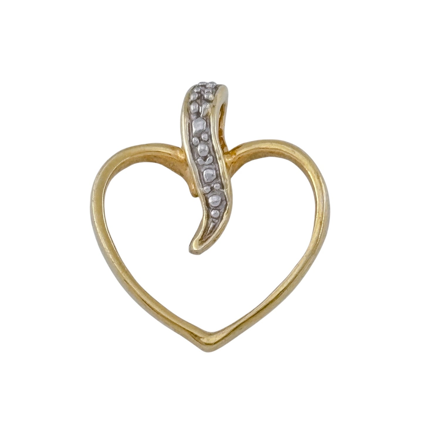 Vintage Gold-Tone Sterling Silver 925 Diamond Heart Pendant