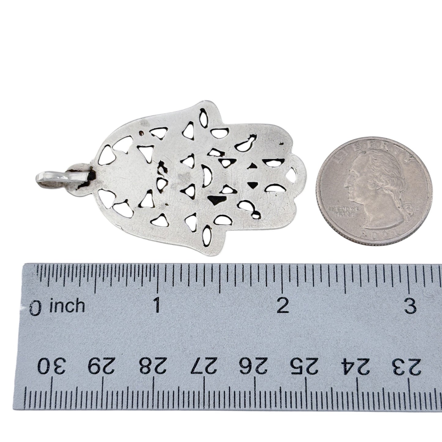 Vintage Sterling Silver 925 Hamsa Hand Pendant