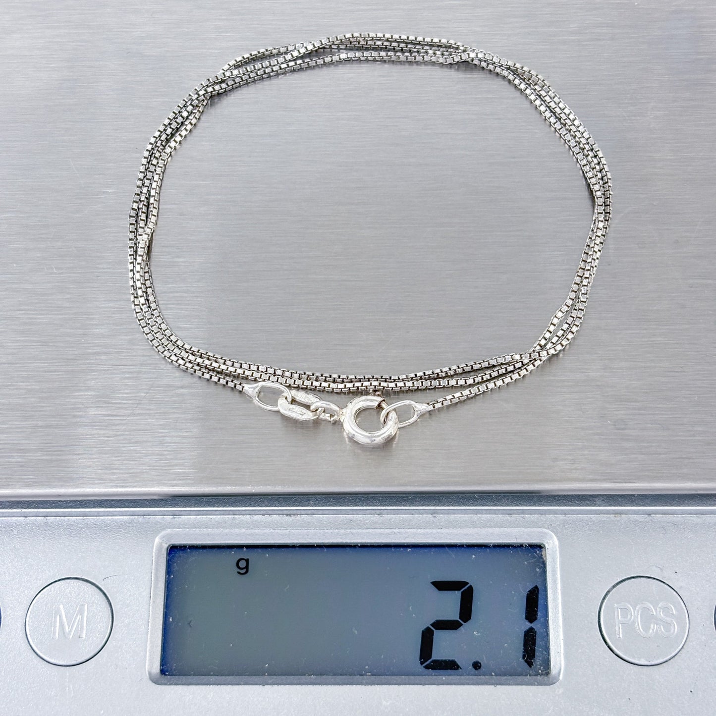 Vintage Italy Sterling Silver 925 Box Link Chain Necklace 18"