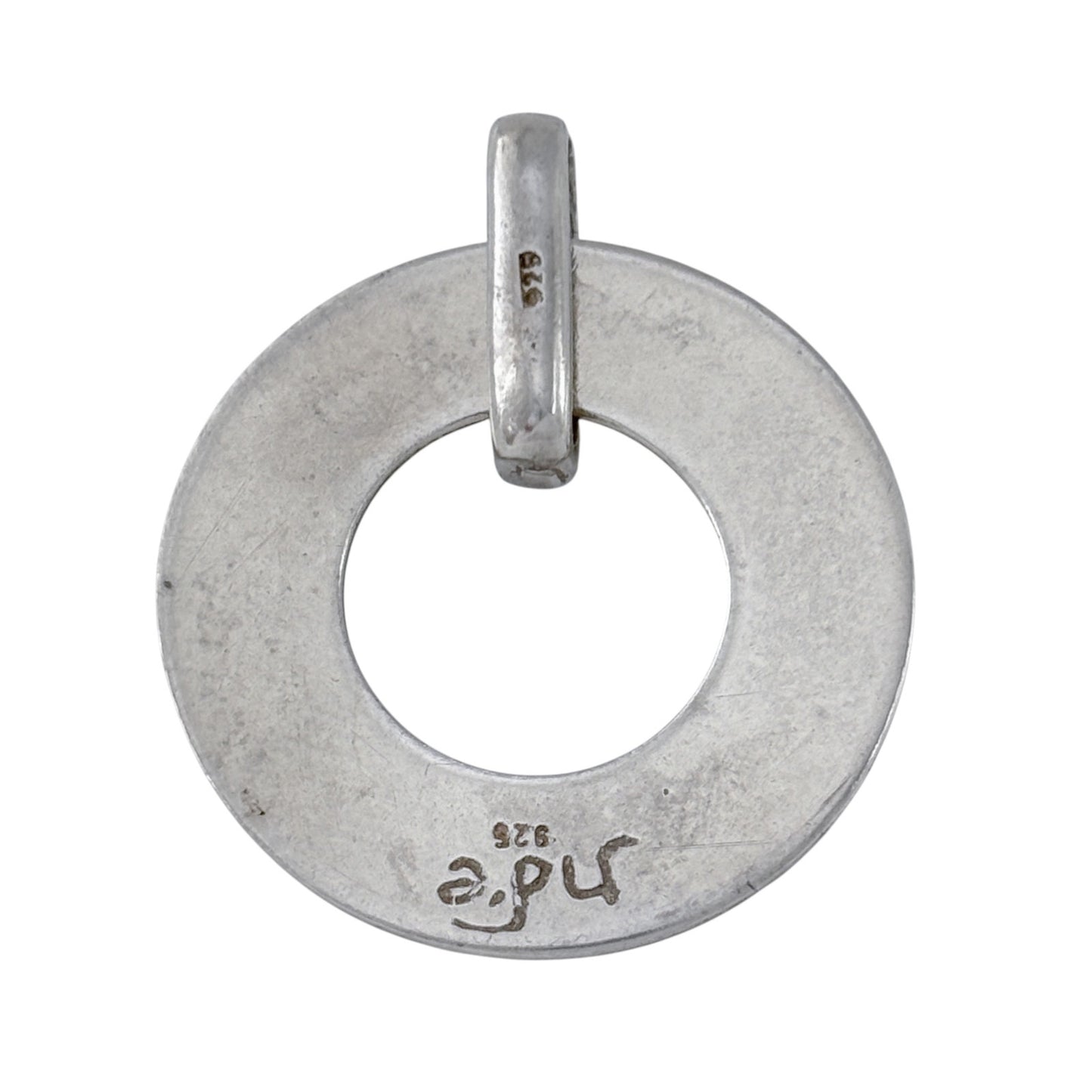 Vintage Sterling Silver 925 Hebrew Circle Pendant