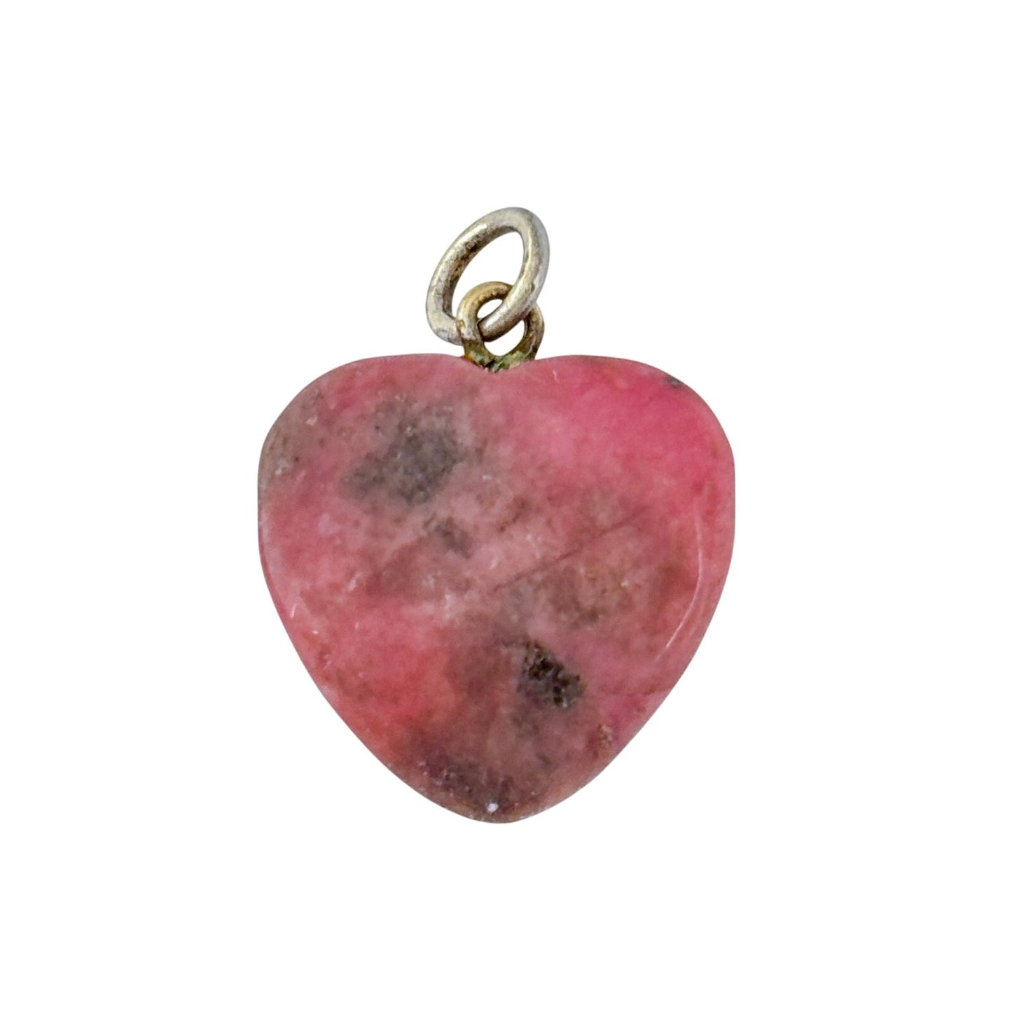 Vintage Sterling Silver 925 Rhodonite Heart Pendant