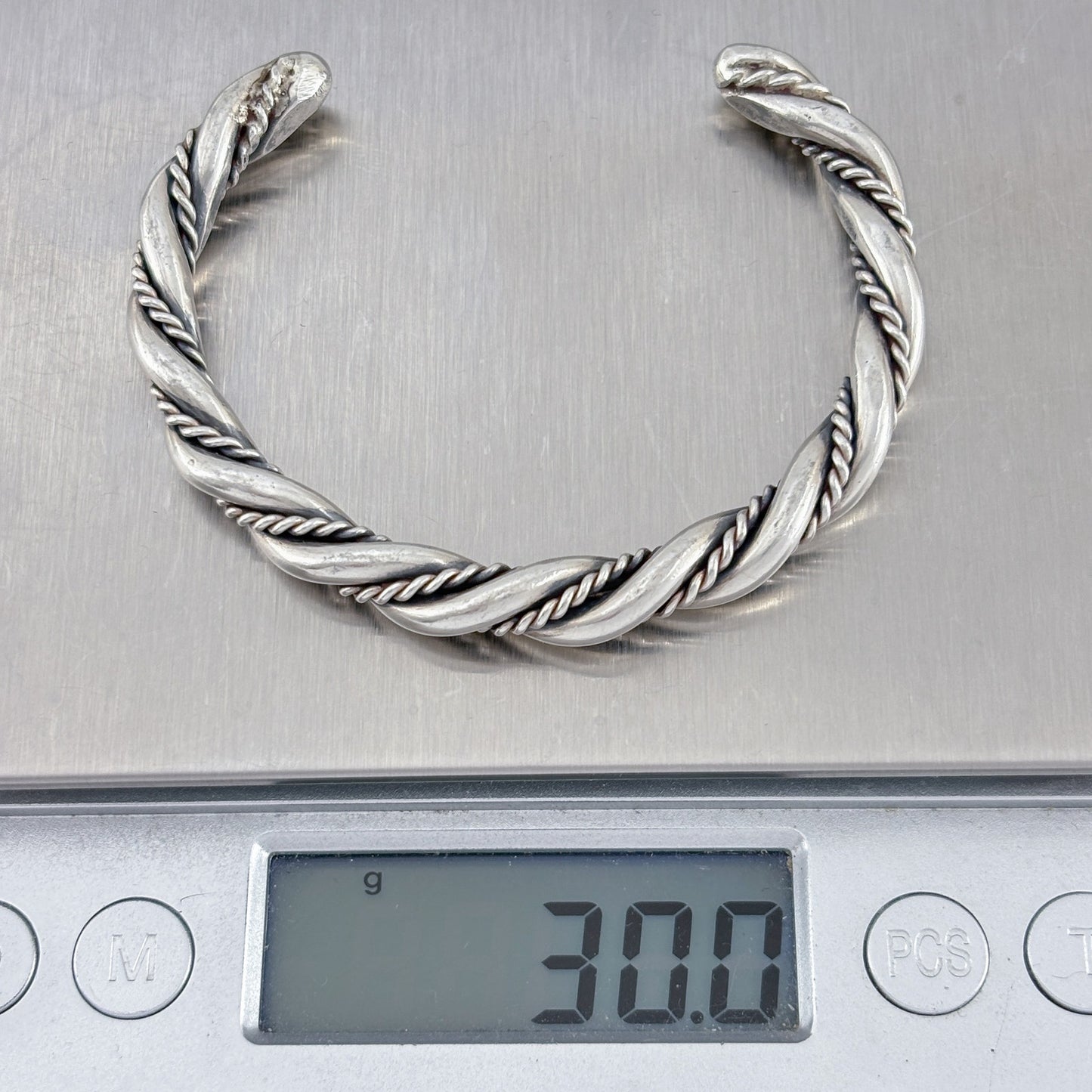 Vintage Sterling Silver 925 30 Grams Twisted Cuff Bracelet 6.25"