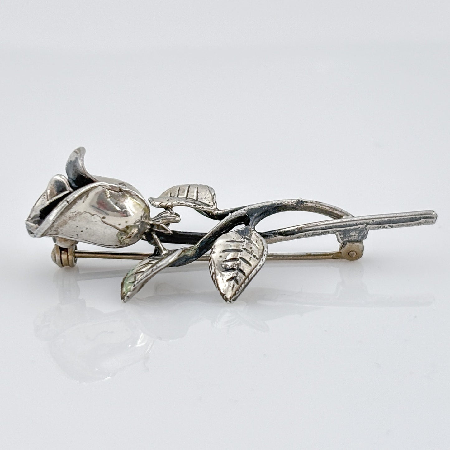 Vintage Sterling Silver 925 Rose Brooch