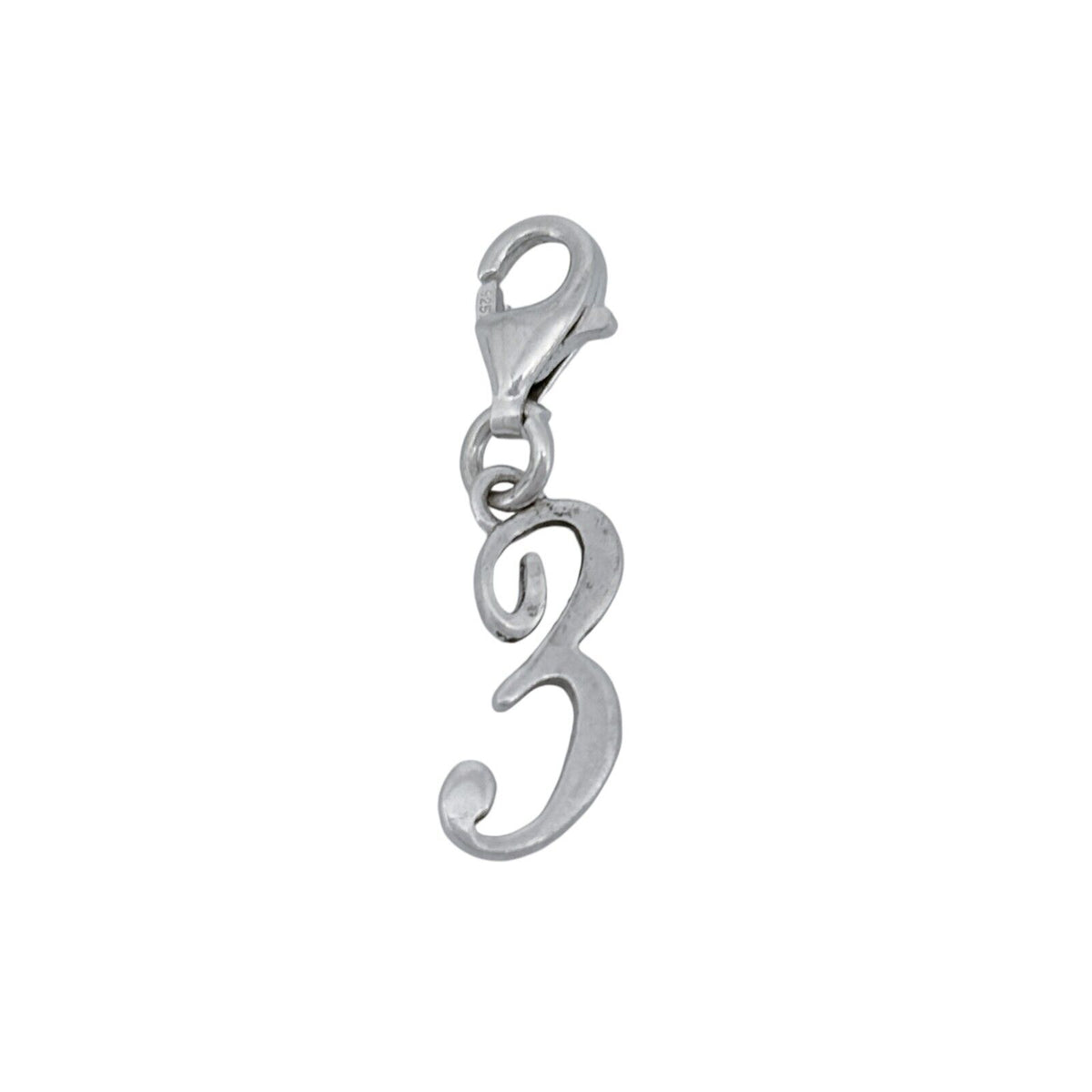 Sterling Silver 925 Letter "3" Charm Pendant