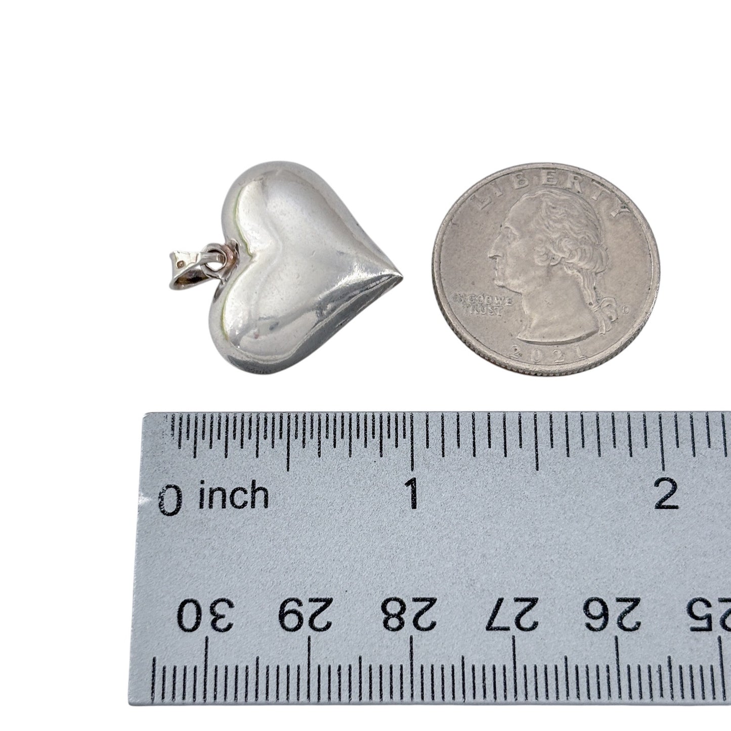 Vintage Sterling Silver 925 Puffy Heart Pendant