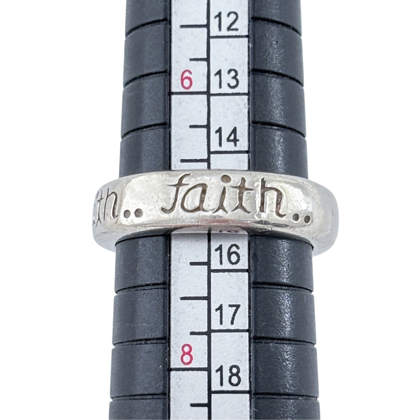 Vintage Sterling Silver 925 Faith Band Ring Size 7