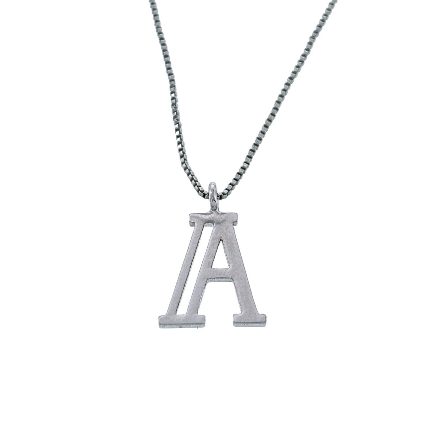 Vintage Silver-Tone Letter “A” Pendant Necklace 30"-33"