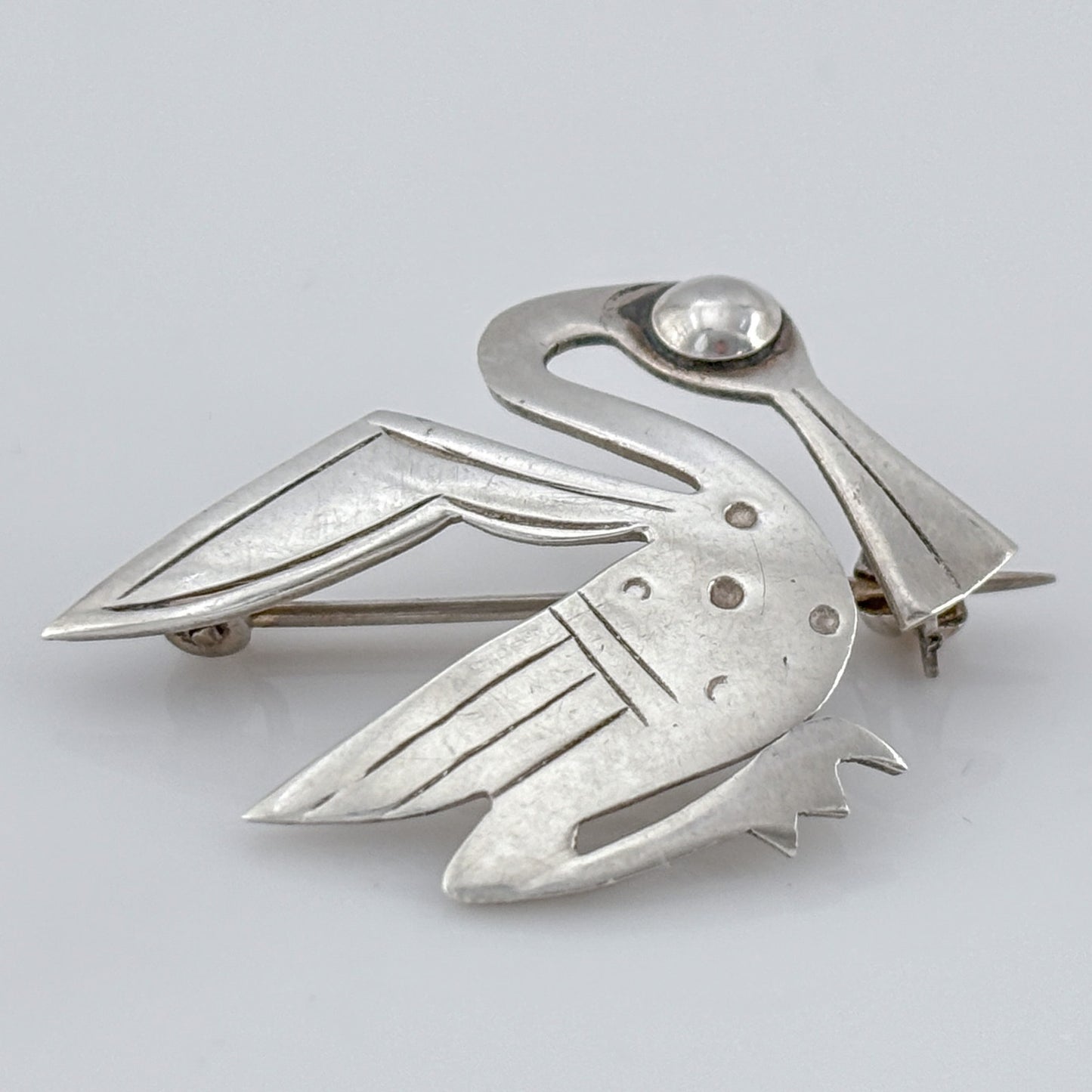 Vintage Sterling Silver 925 Peru Pelican Brooch