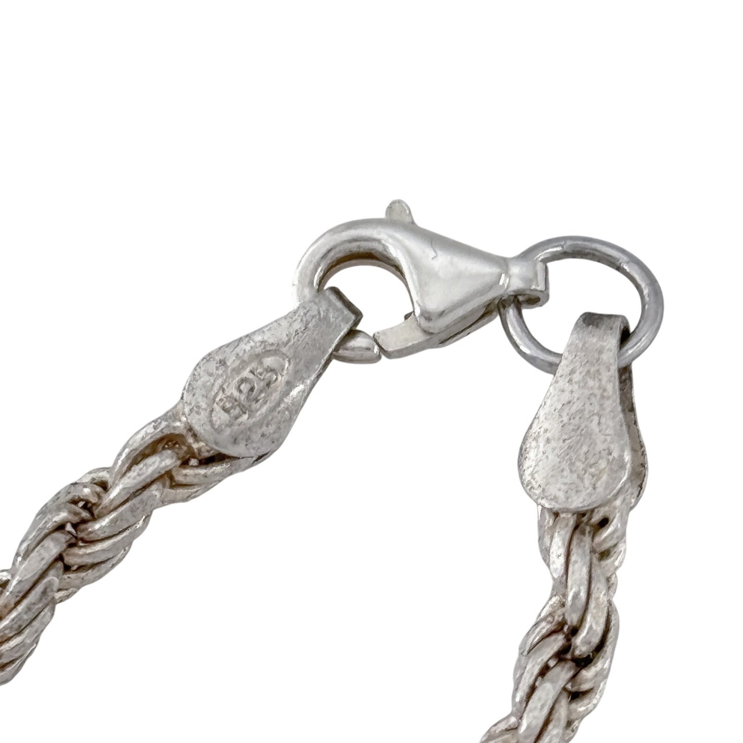Vintage Italian Sterling Silver 925 Rope Chain Bracelet 7.25"