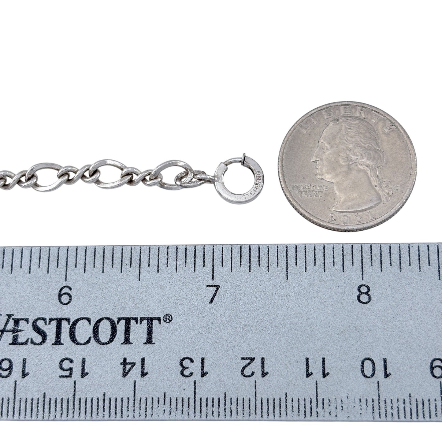 Vintage Sterling Silver 925 Double Bell Charm Bracelet 7.25"