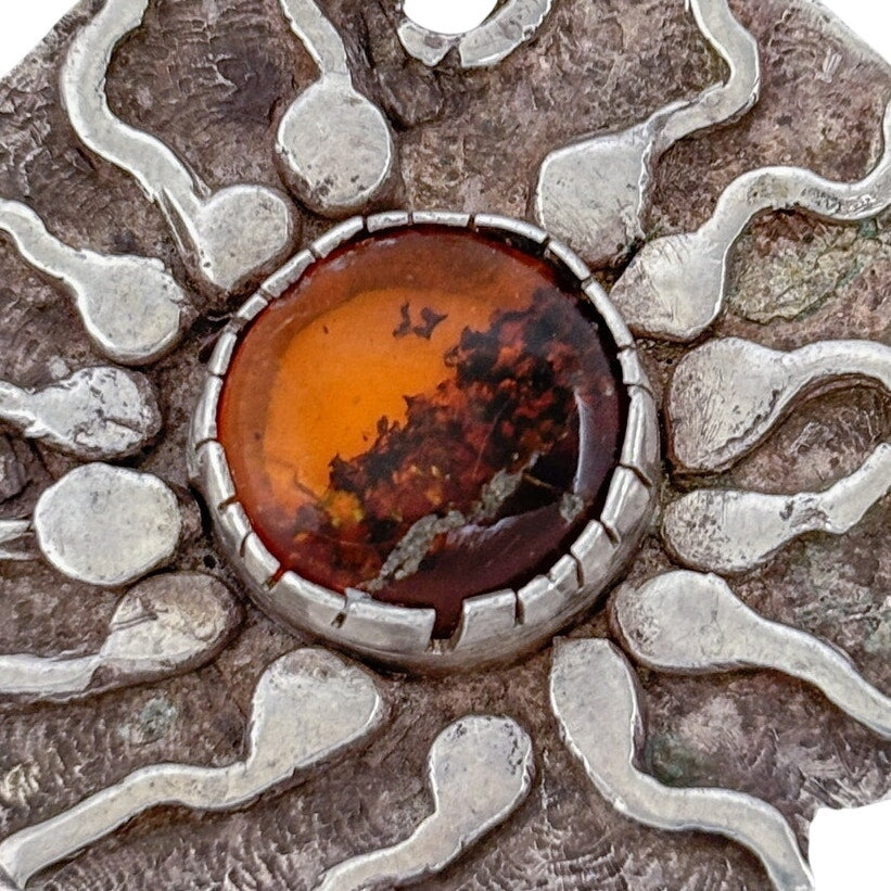 Vintage Sterling Silver 925 Amber Fertility Pendant