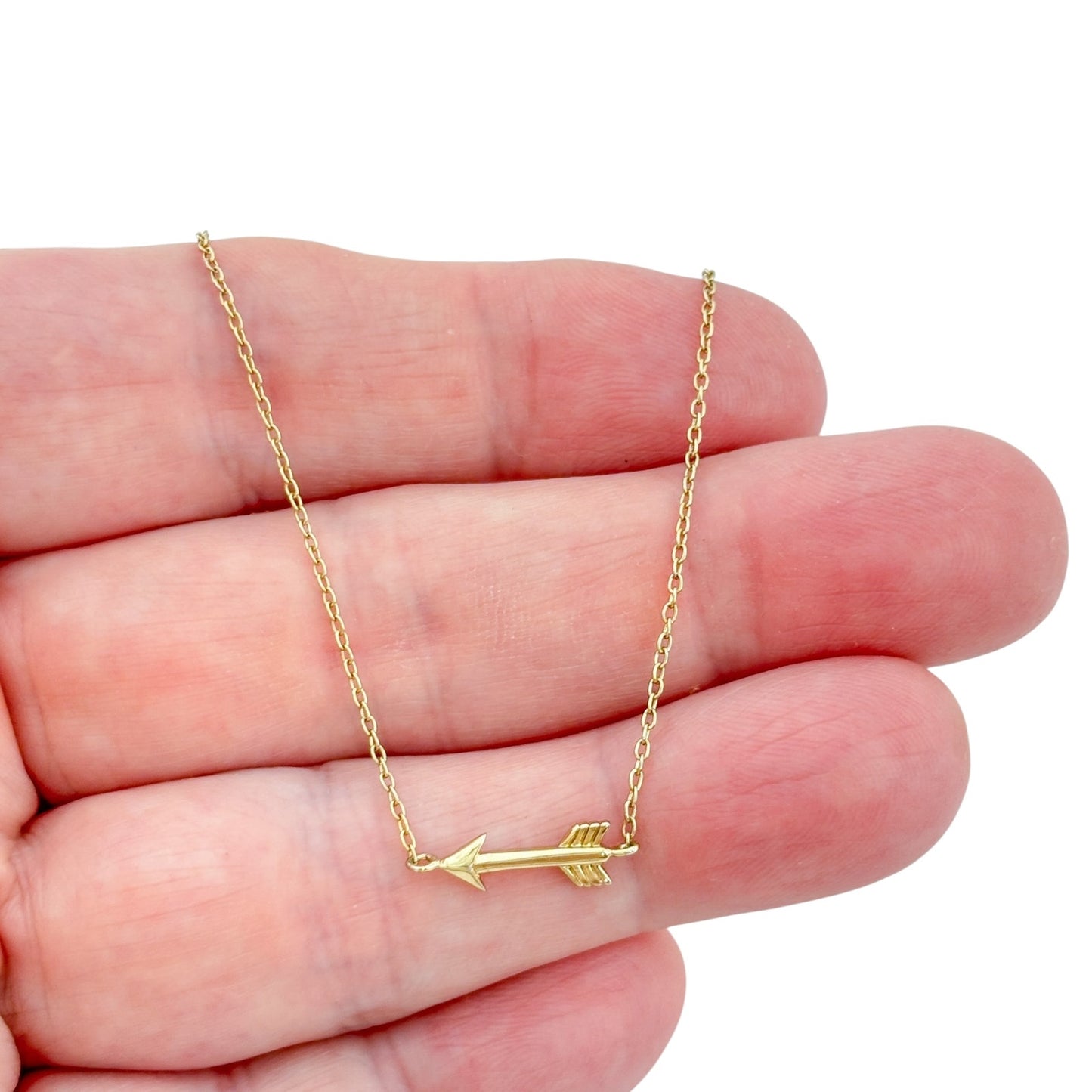 Vintage Gold-Tone Sterling Silver 925 Arrow Pendant Necklace 16"-18"