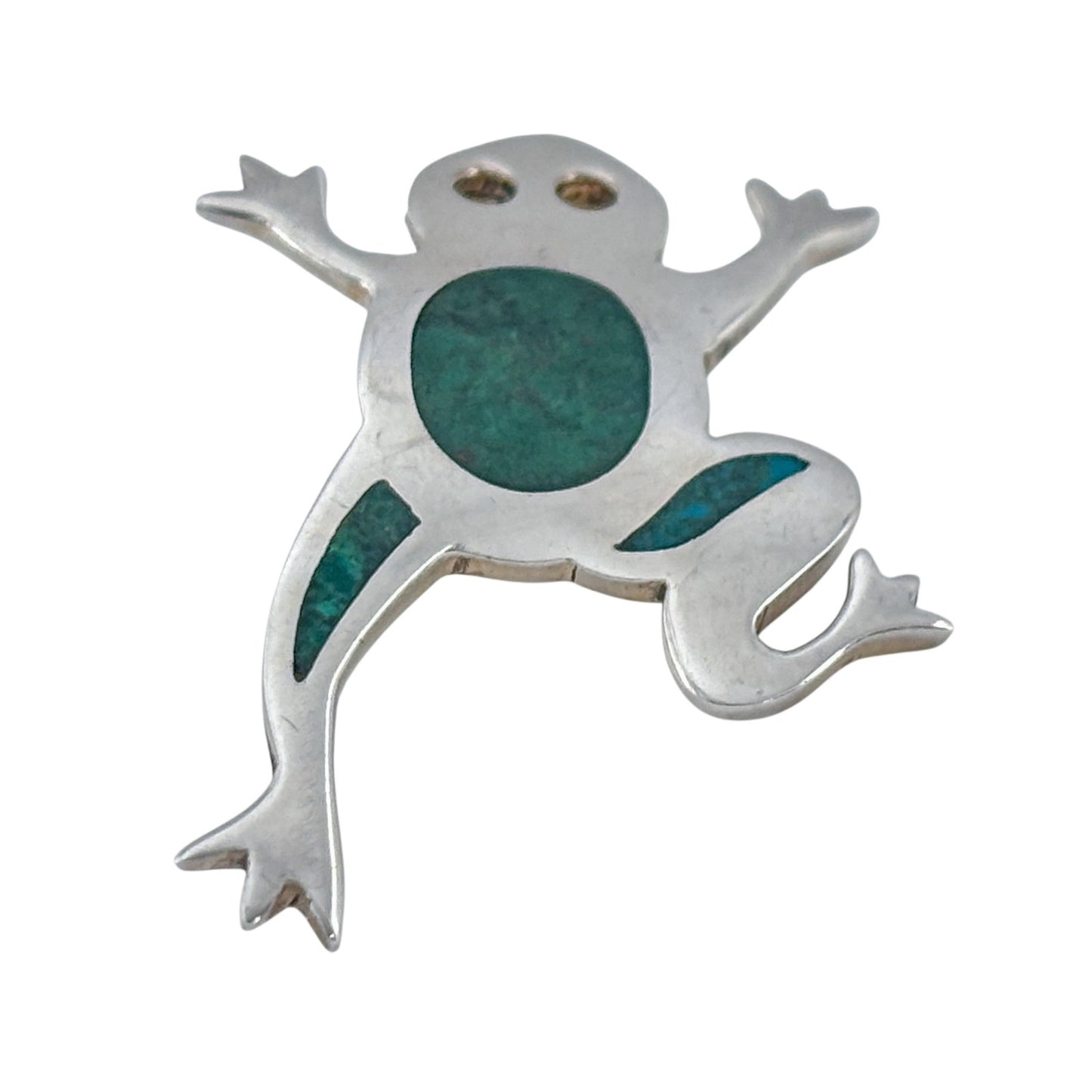 Vintage Sterling Silver 925 Turquoise Frog Pendant