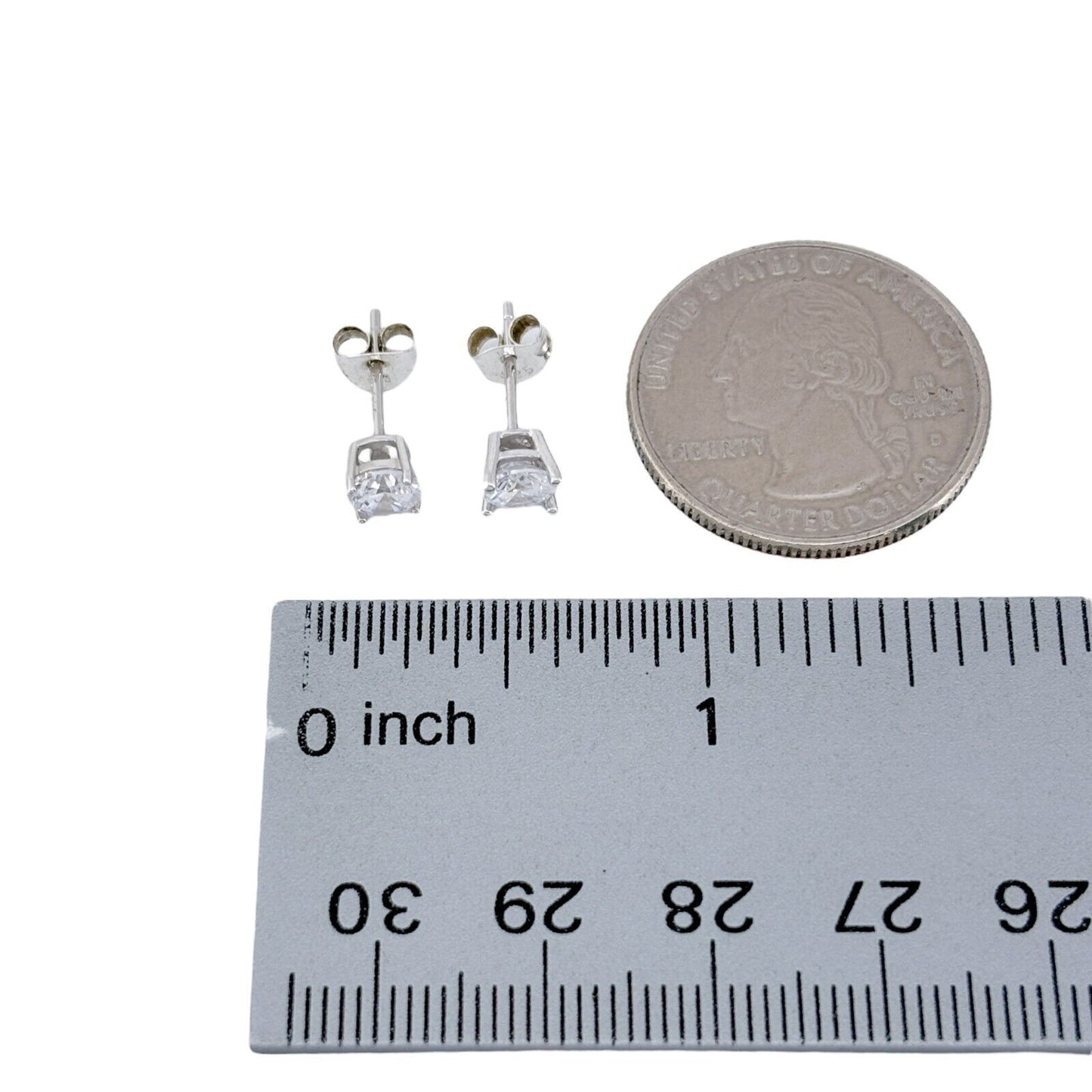 Vintage Sterling Silver 925 Cubic Zirconia Stud Earrings
