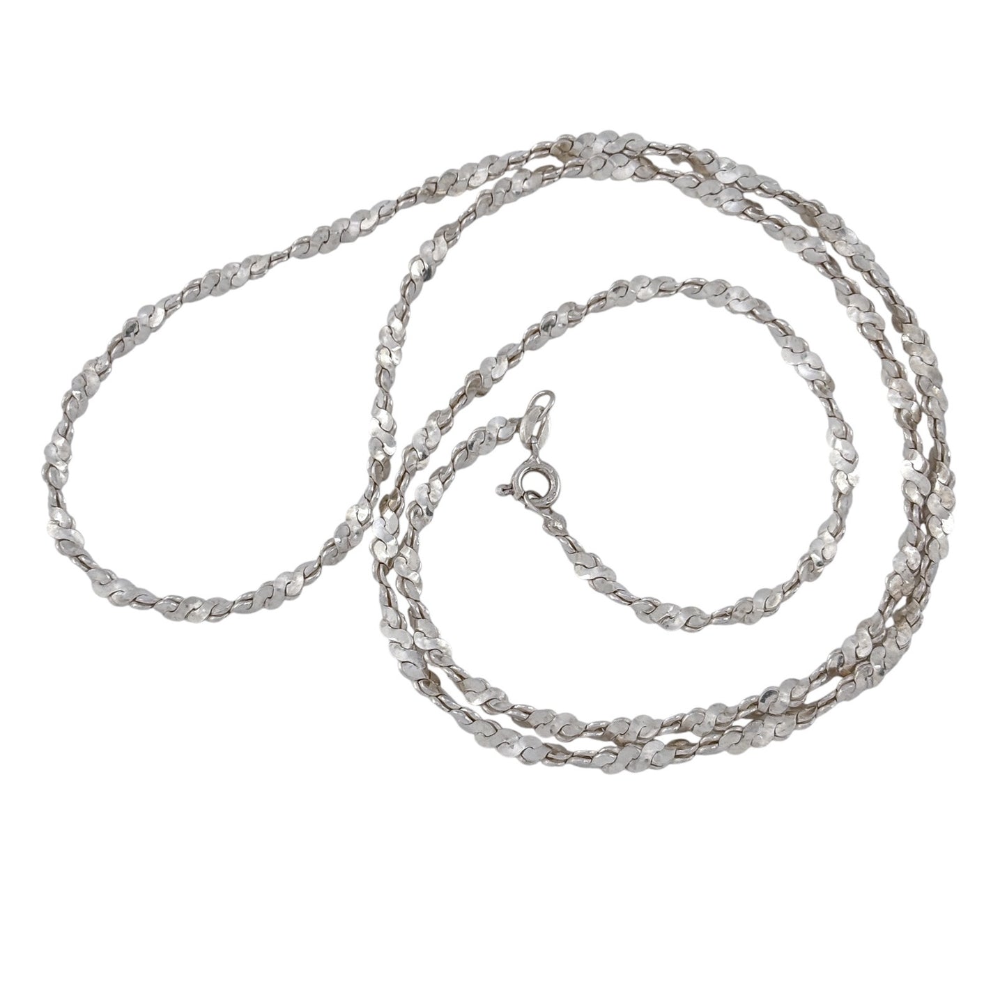 Vintage Italy Sterling Silver 925 Tinsel Link Chain Necklace 24"