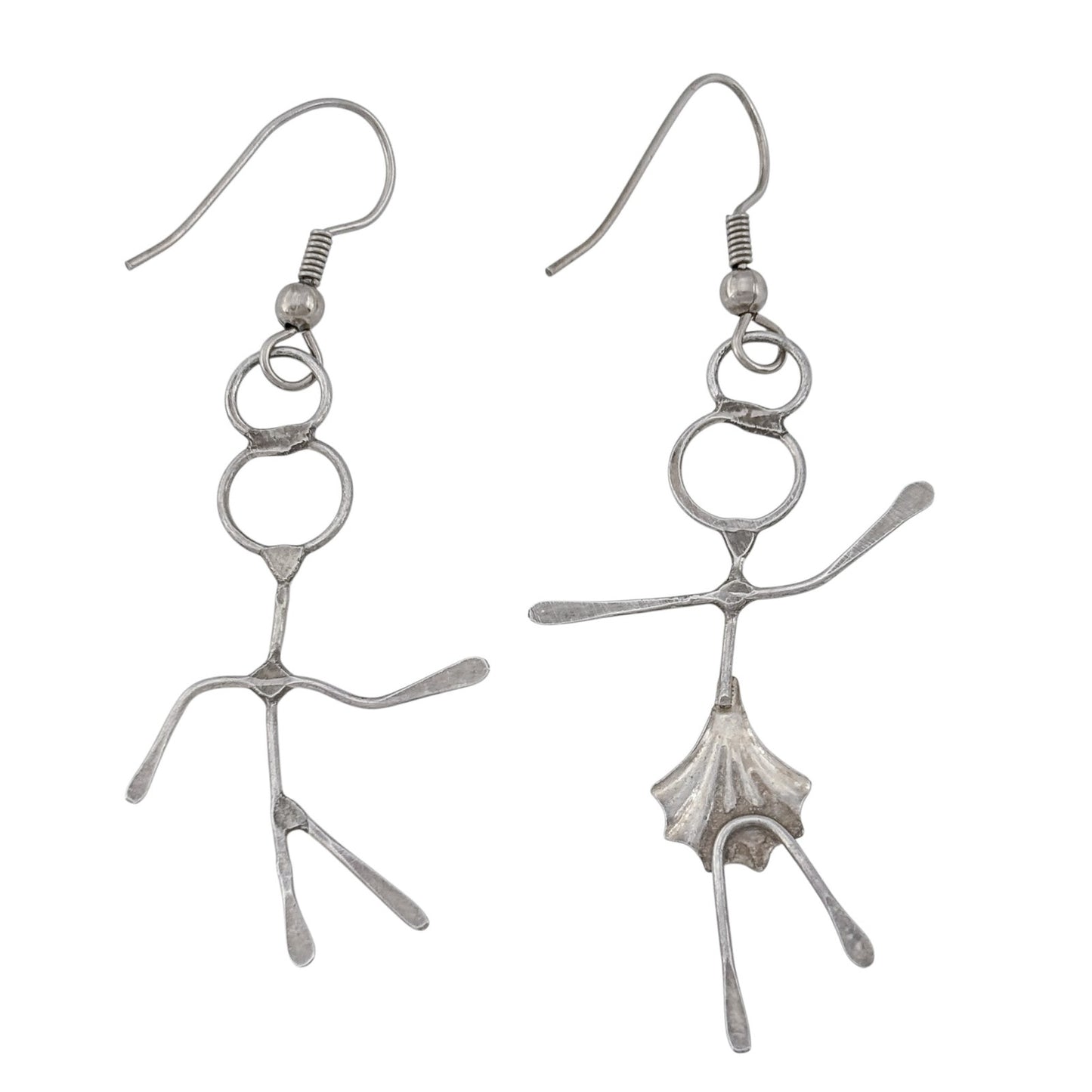Vintage Sterling Silver 925 Stick Figure Dancing Man Woman Earrings