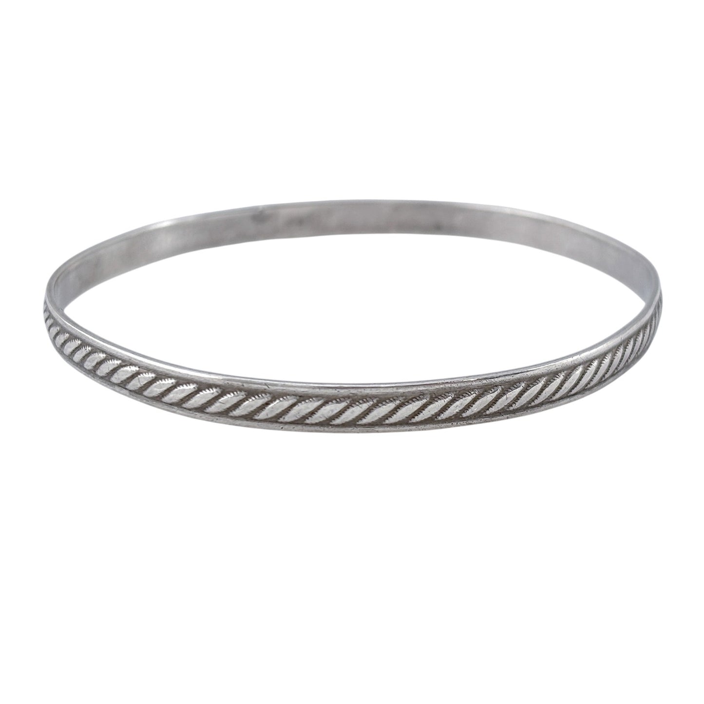 Vintage Sterling Silver 925 Twisted Rope Bangle Bracelet 8"