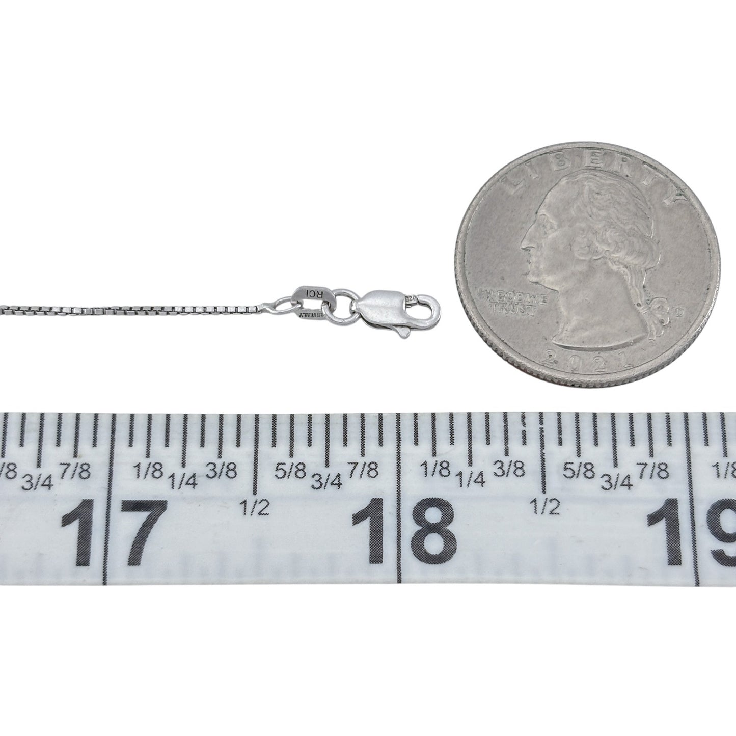 Vintage Italian Sterling Silver 925 Box Chain Necklace 18"