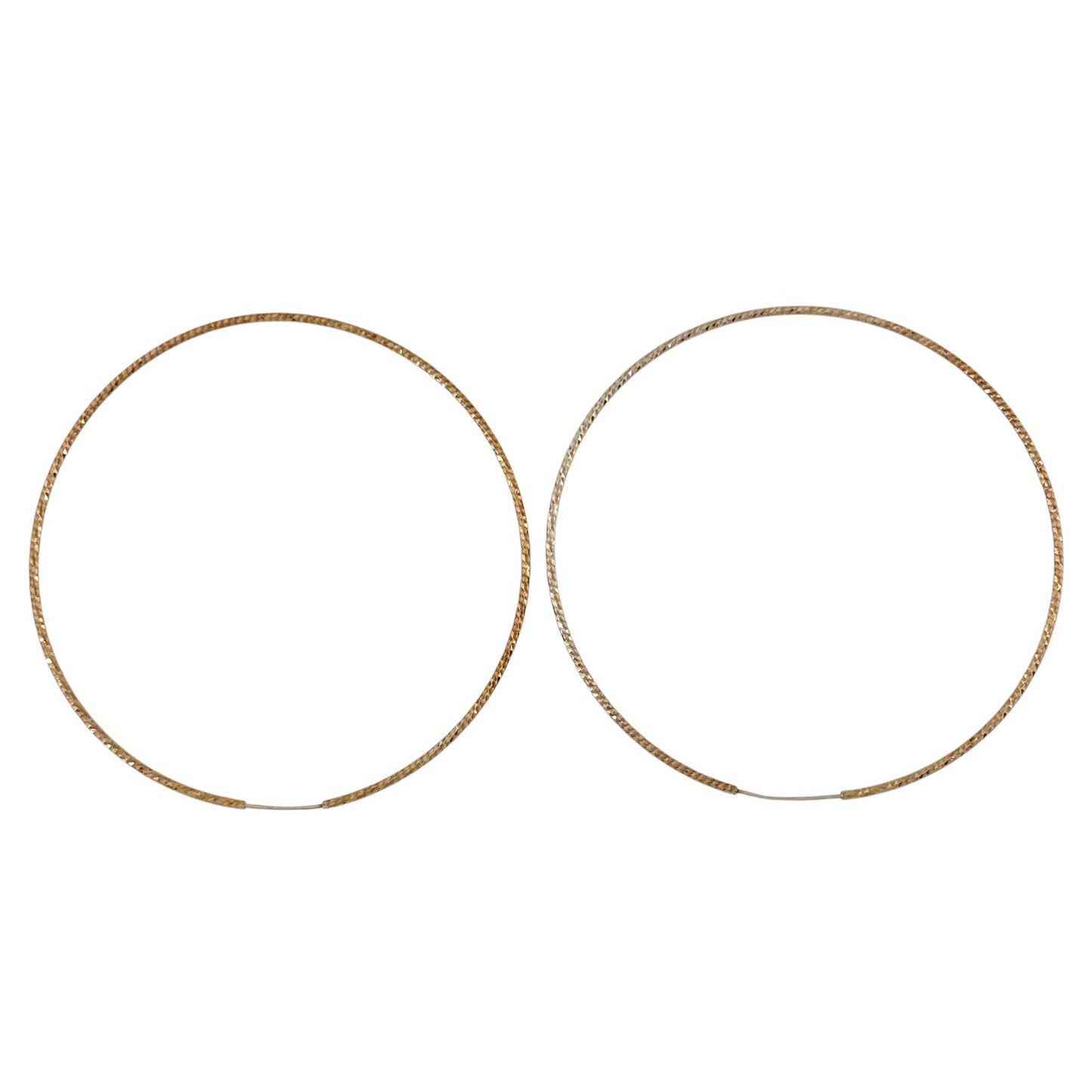 Vintage Dyadema Sterling Silver 925 Gold-Tone Textured Hoop Earrings