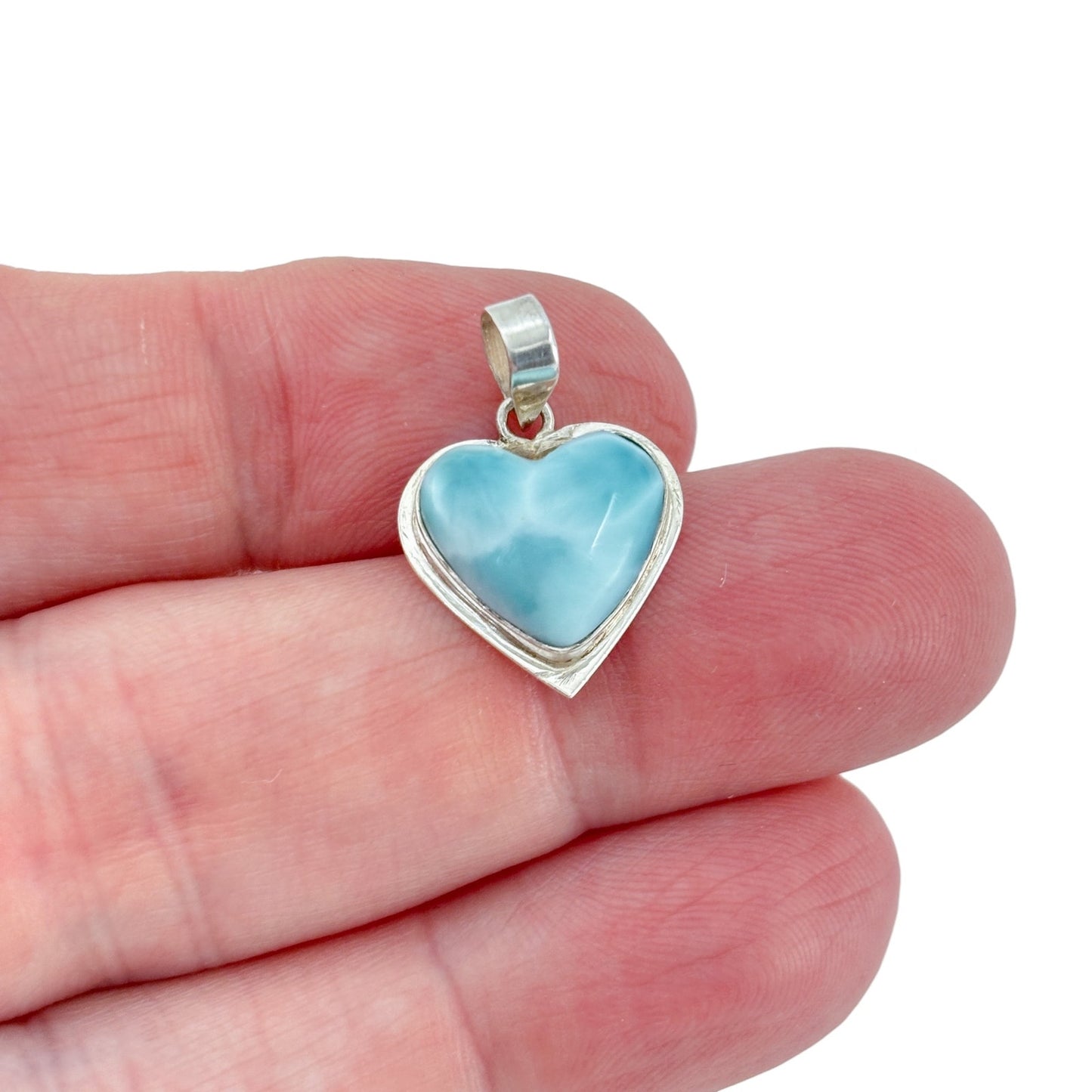 Vintage Sterling Silver 925 Larimar Heart Pendant