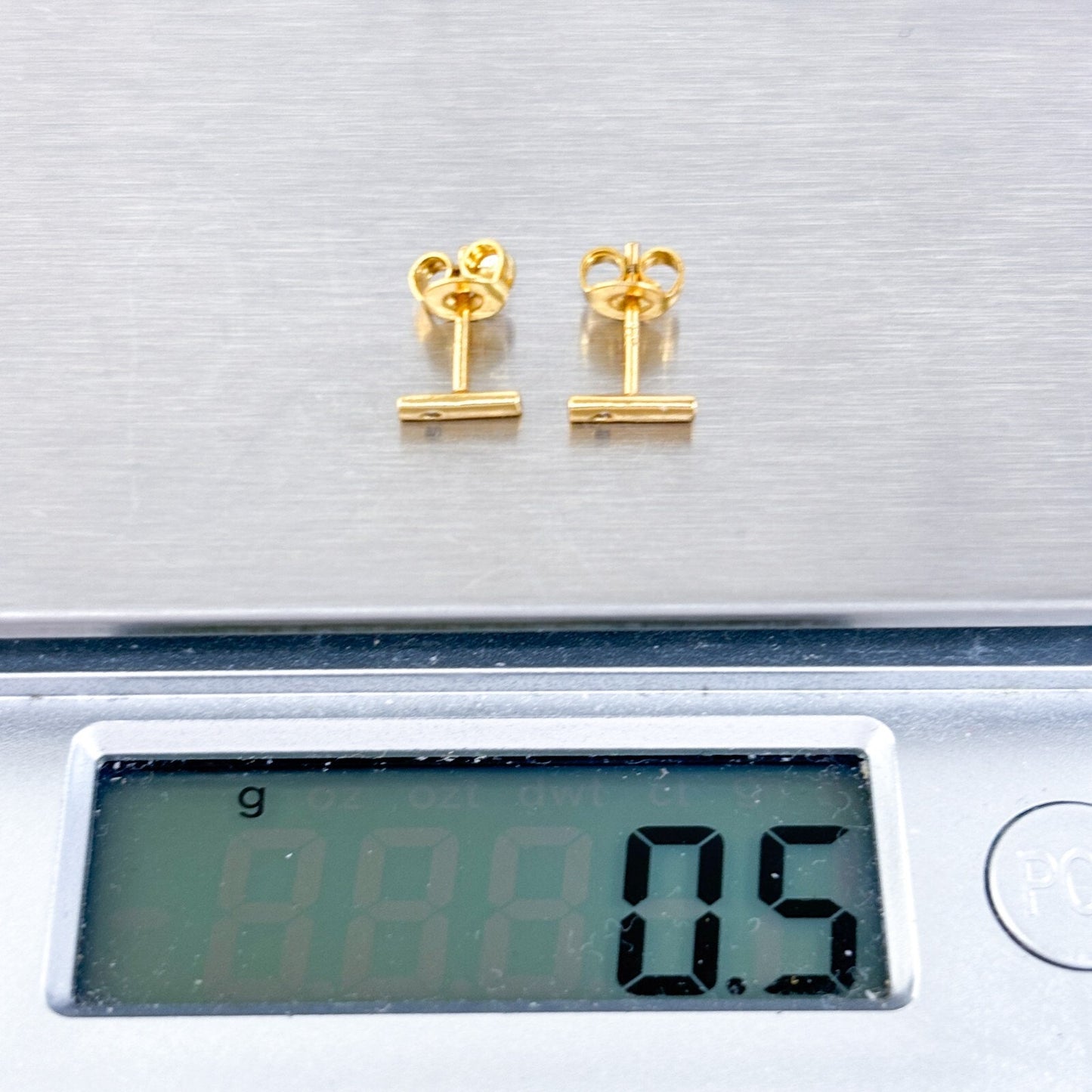 Vintage SU Sterling Silver 925 Gold Tone Cubic Zirconia Bar Stud Earrings