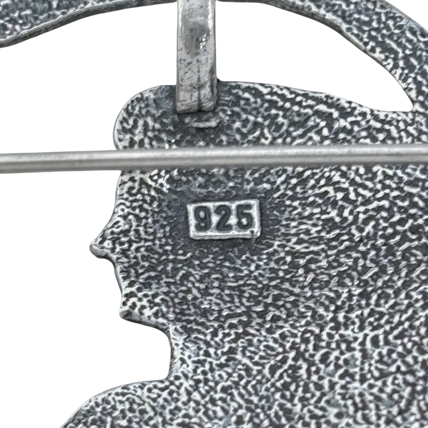 Vintage Sterling Silver 925 Woman Profile Brooch Pendant