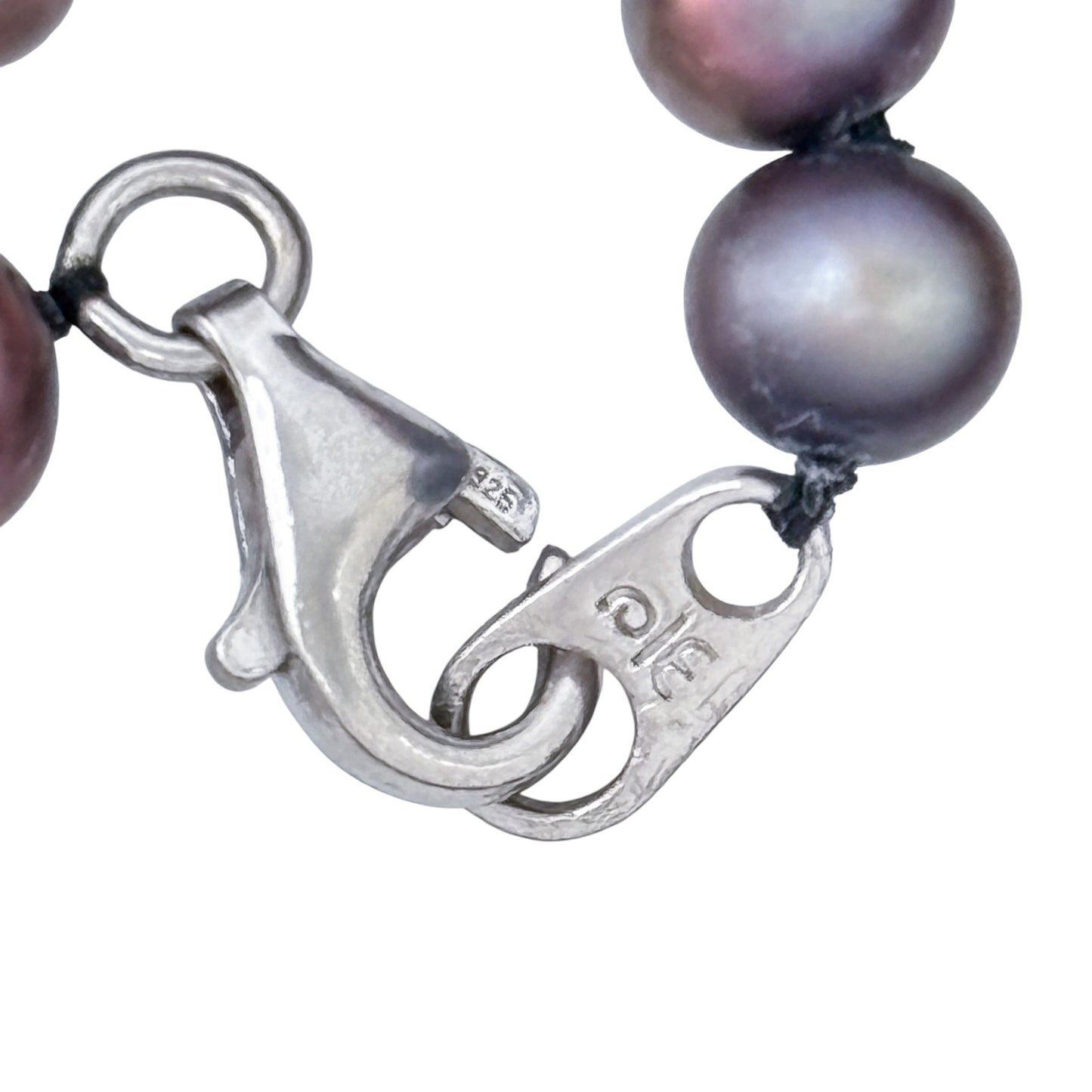 Vintage Sterling Silver 925 Handknotted Pearl Crystal Spacer Necklace 18"
