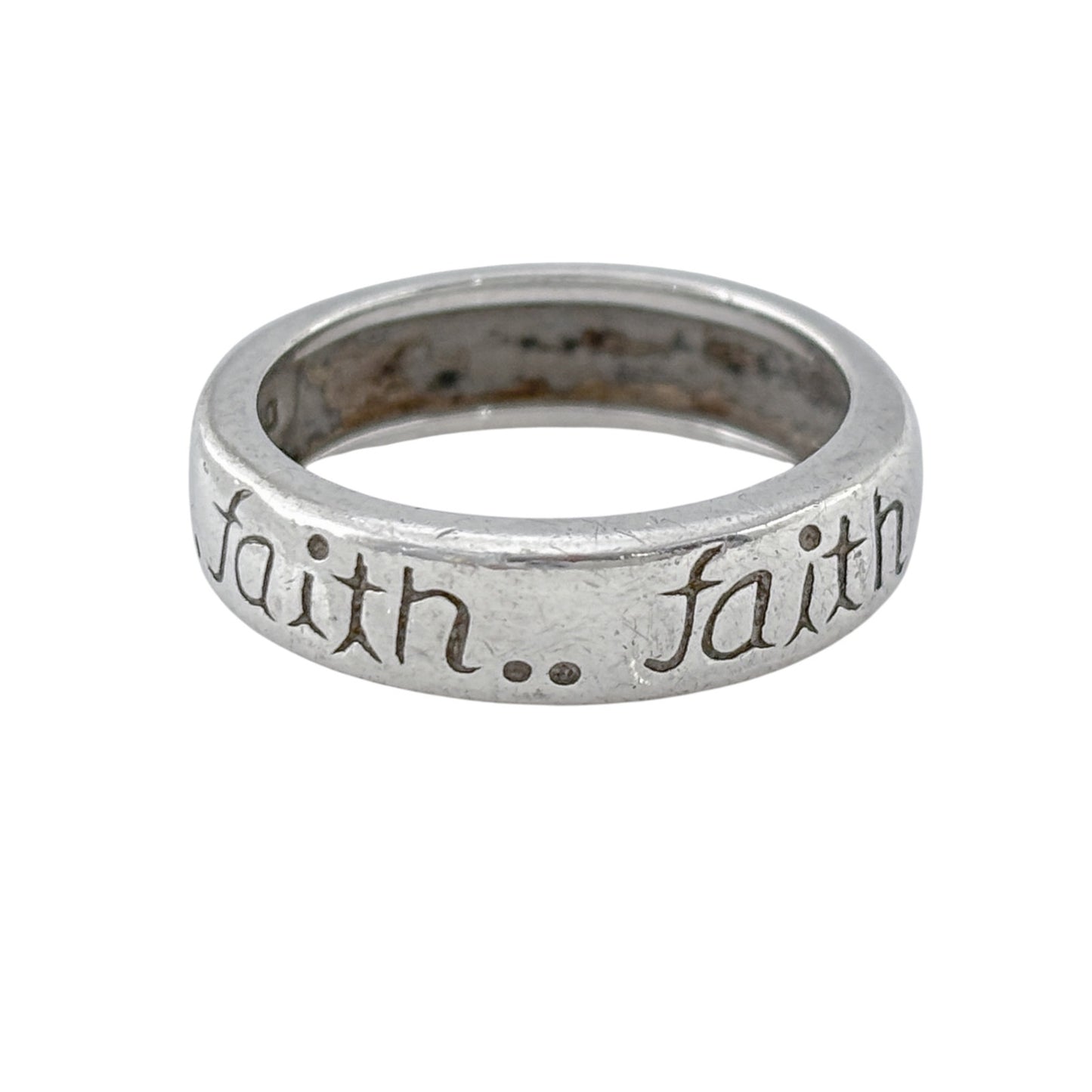 Vintage Sterling Silver 925 Faith Band Ring Size 7