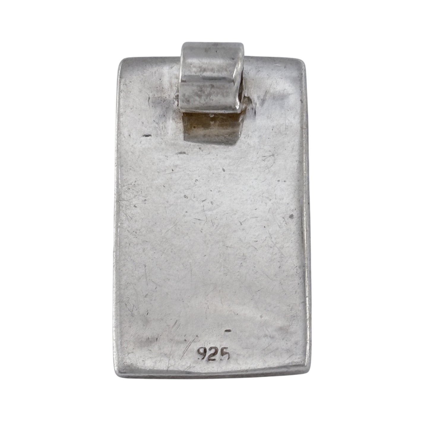 Vintage Sterling Silver 925 Mother of Pearl Rectangle Pendant