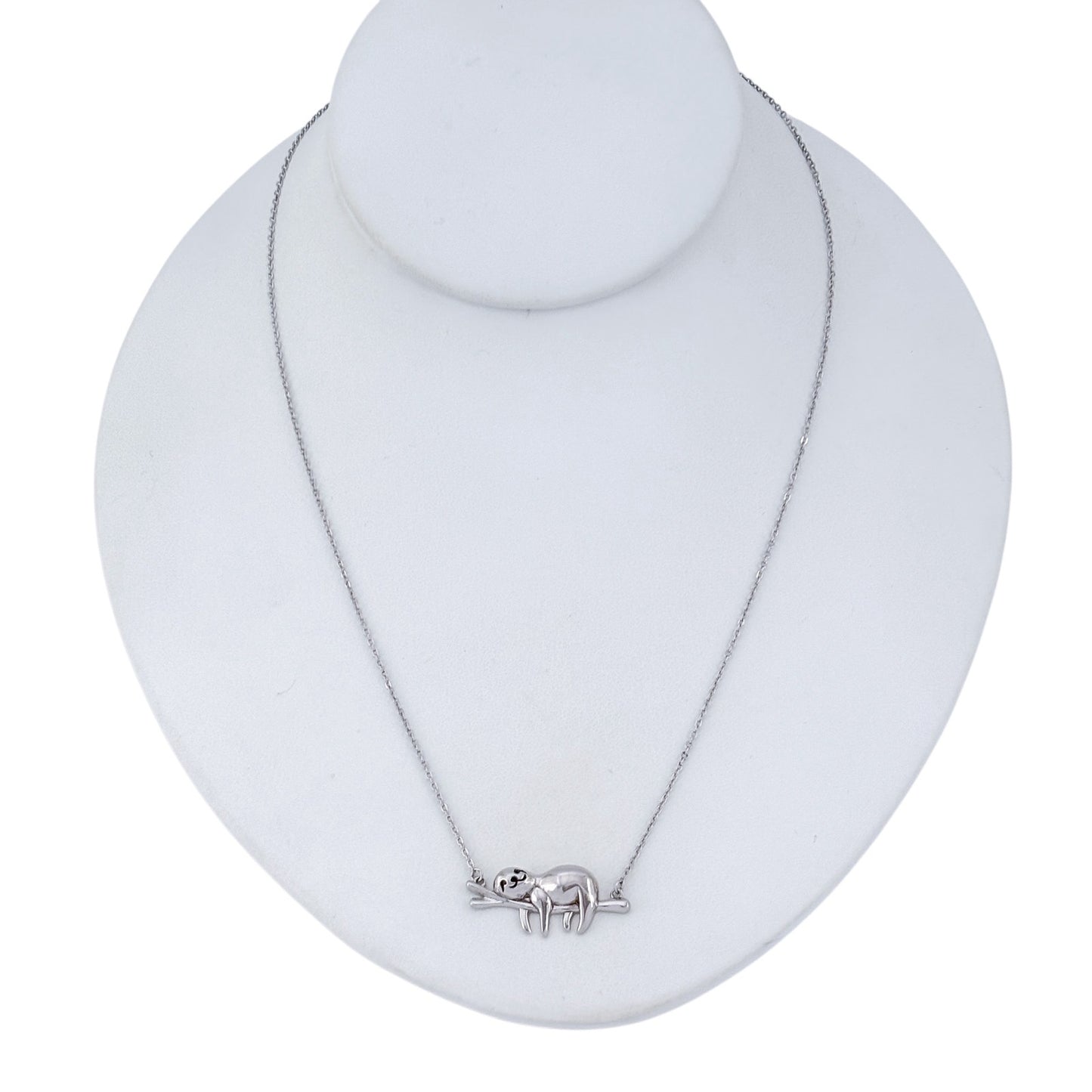 Vintage Sterling Silver 925 Sloth Pendant Necklace 18"-20"