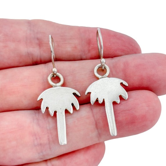 Vintage Mexican Sterling Silver 925 Palm Tree Dangle Earrings