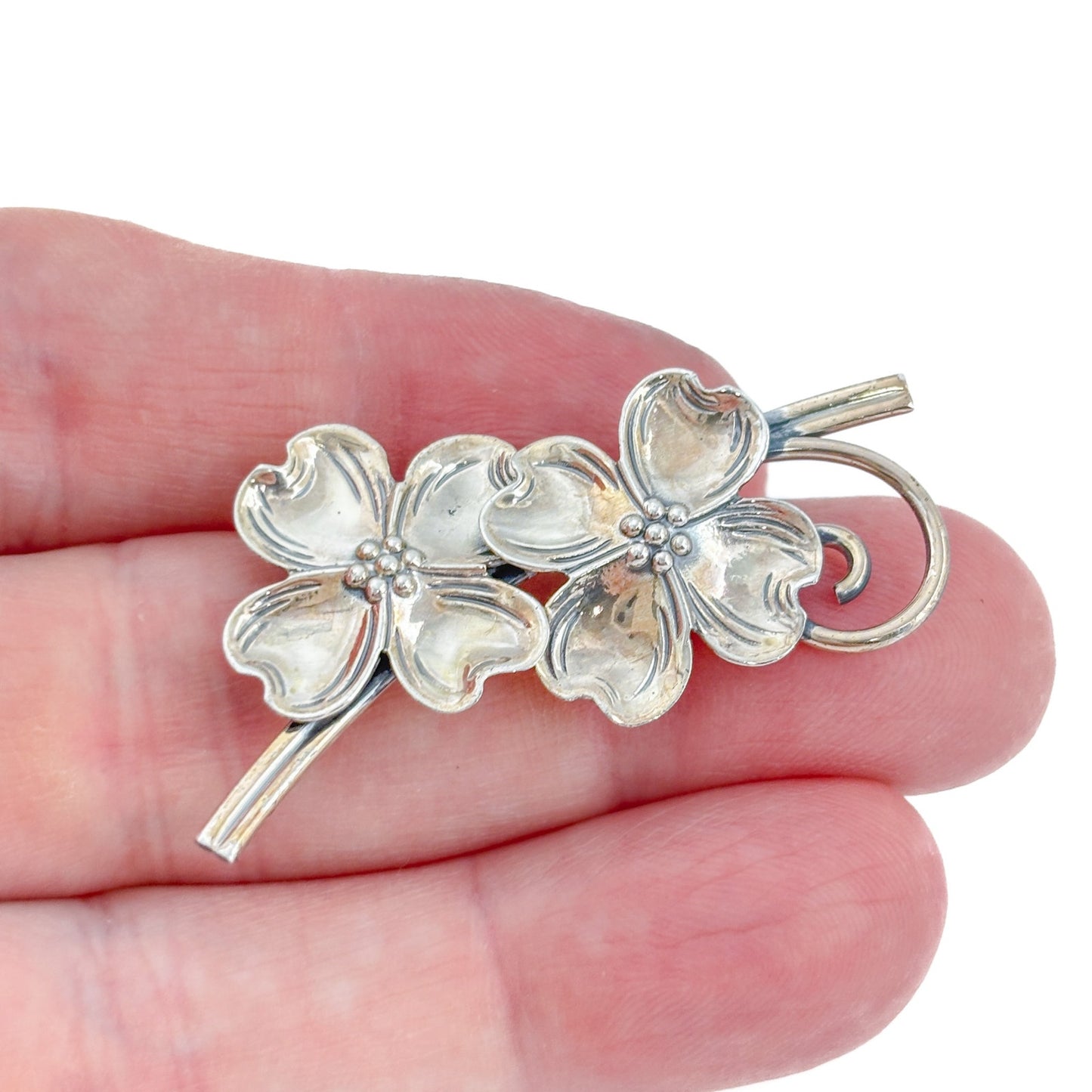 Vintage Sterling Silver 925 Dogwood Flower Brooch