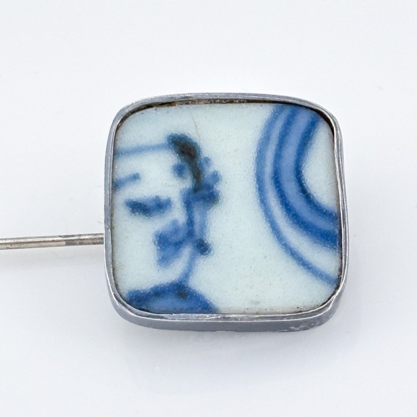 Vintage Sterling Silver 925 Porcelain Stick Pin