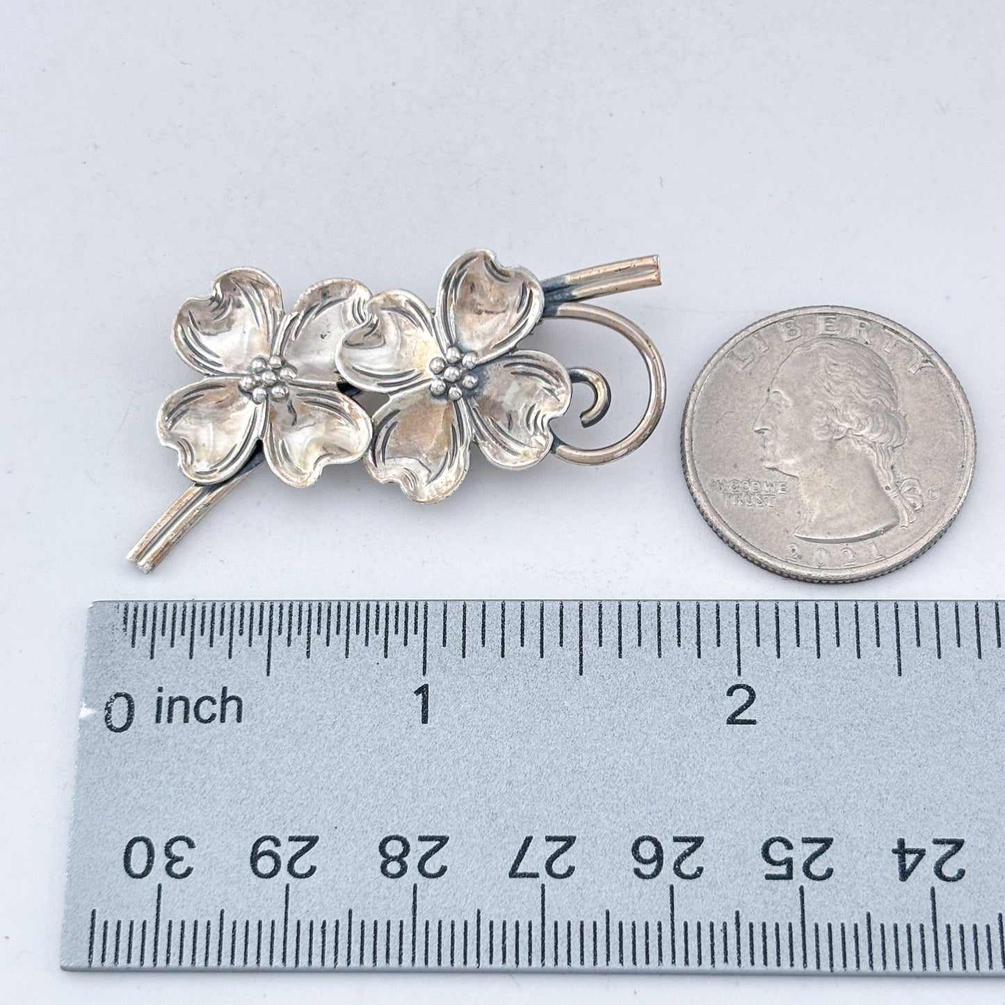 Vintage Sterling Silver 925 Dogwood Flower Brooch