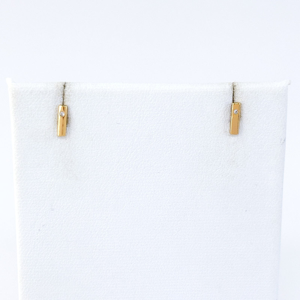 Vintage SU Sterling Silver 925 Gold Tone Cubic Zirconia Bar Stud Earrings