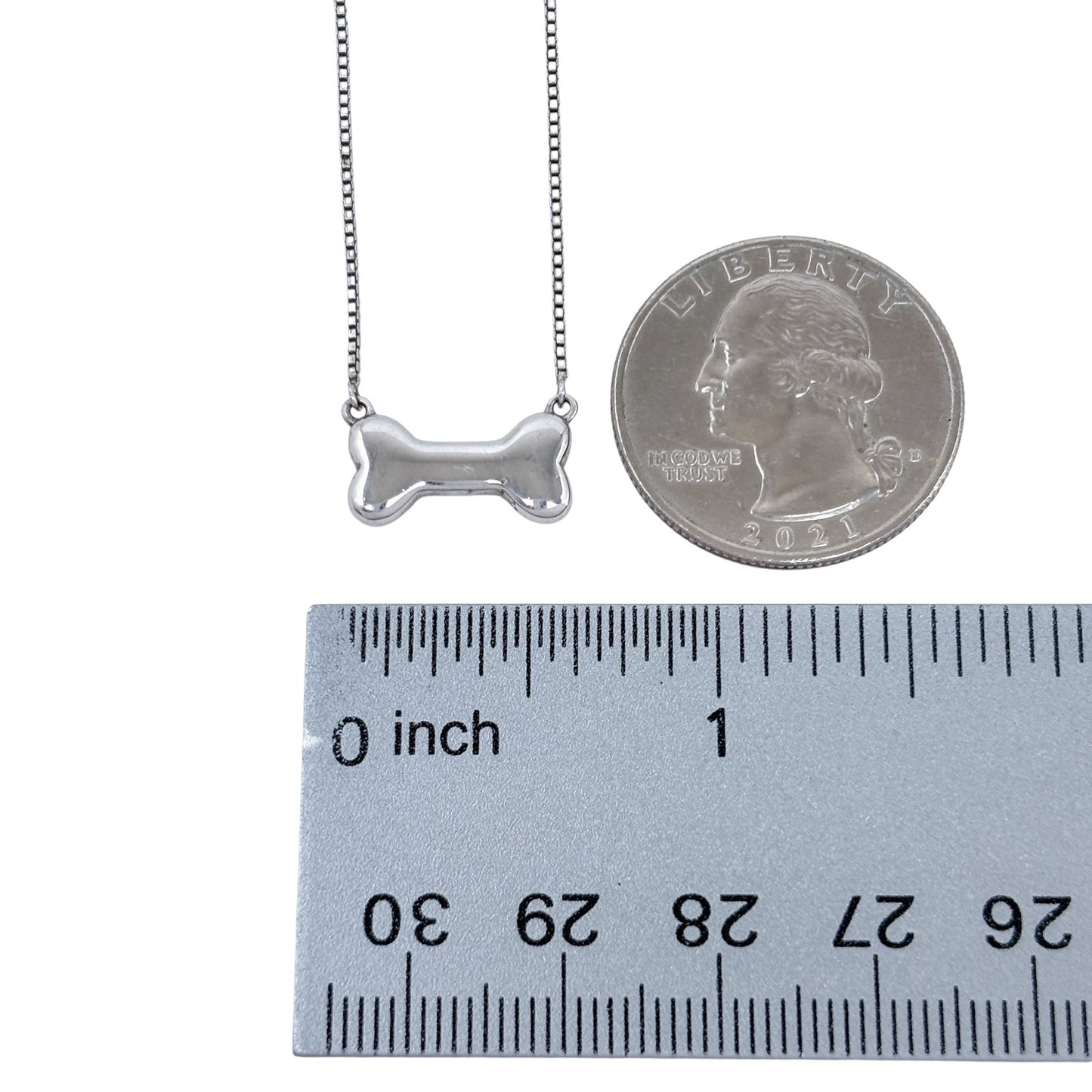 Vintage Sterling Silver 925 Dog Bone Chain Necklace 18.5"-20.5"