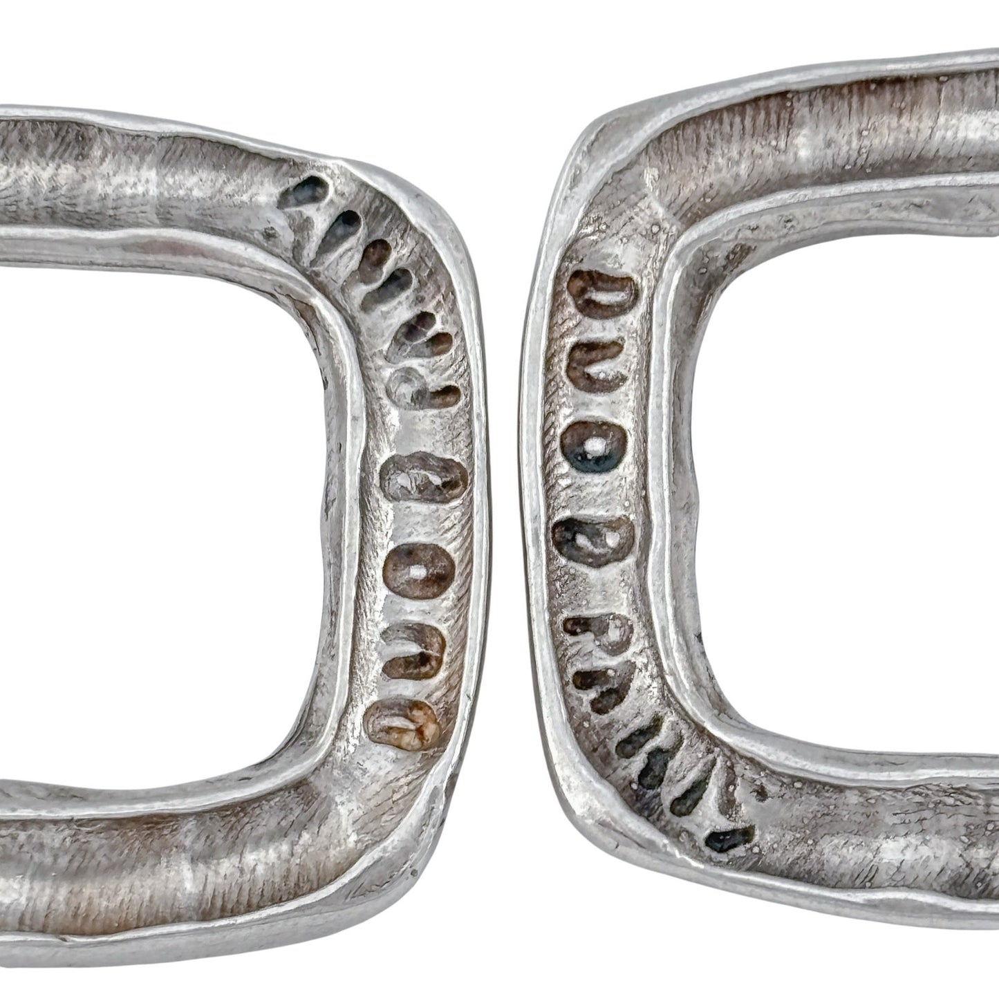 Vintage Duo B Paris Sterling Silver 925 Square Hoop Earrings