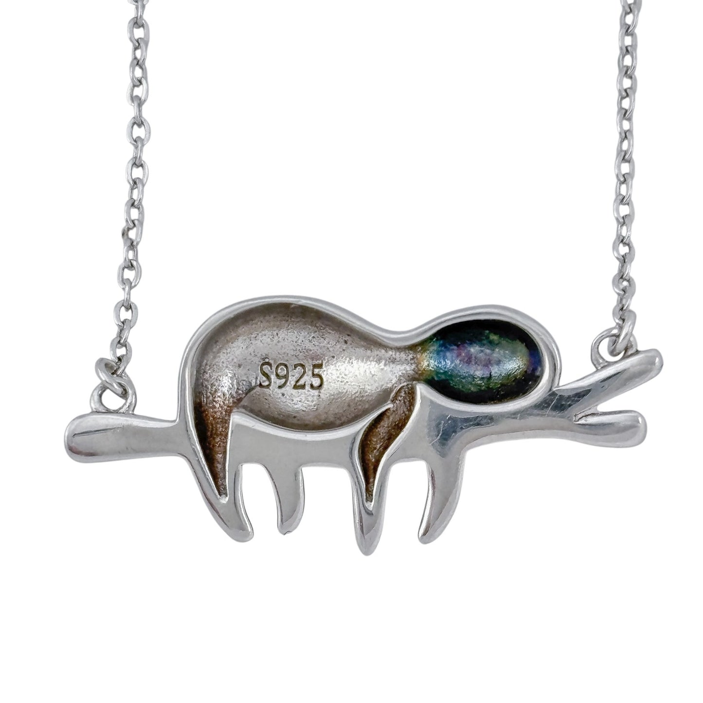 Vintage Sterling Silver 925 Sloth Pendant Necklace 18"-20"