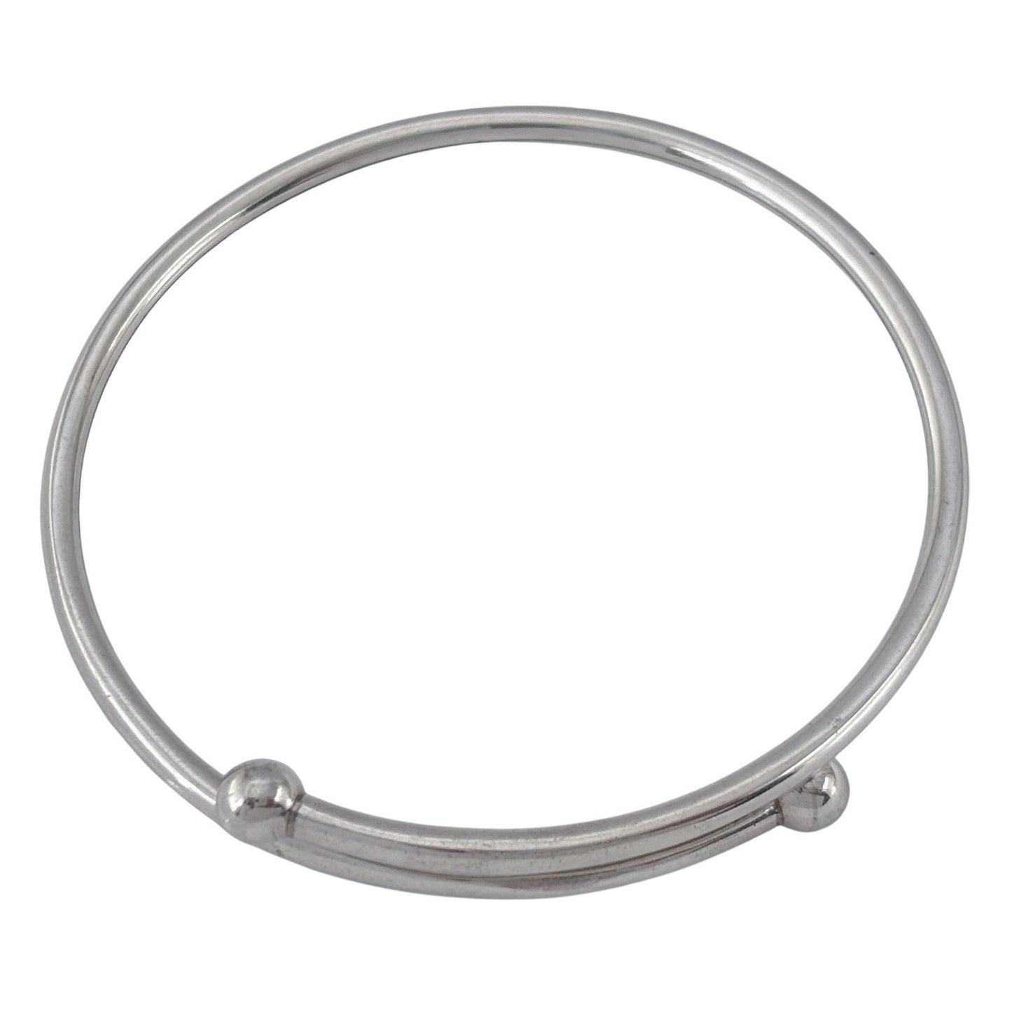 Vintage Sterling Silver 925 Ball Tip Cross Over Bangle Bracelet 7.75"