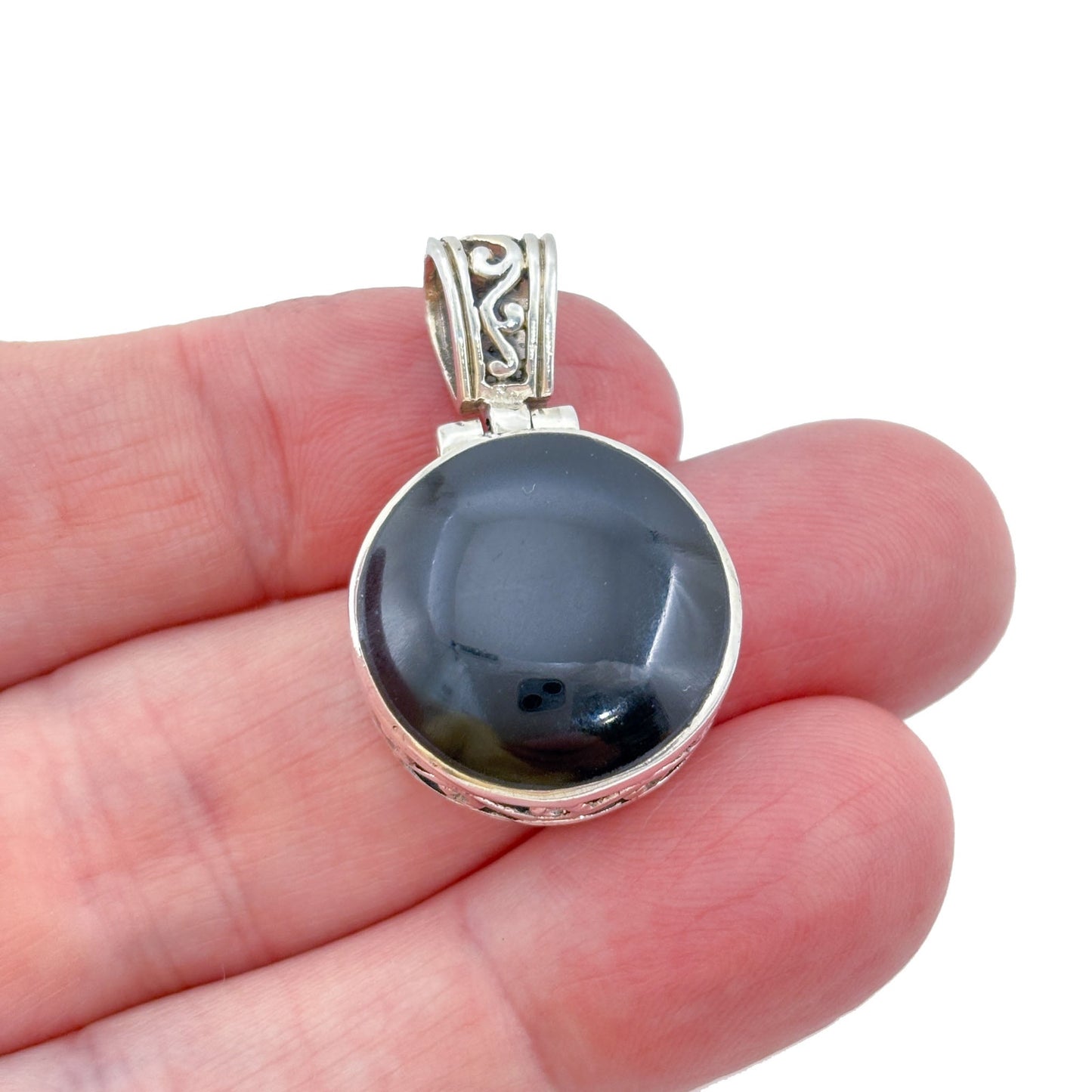 Vintage Sterling Silver 925 Black Onyx Pendant