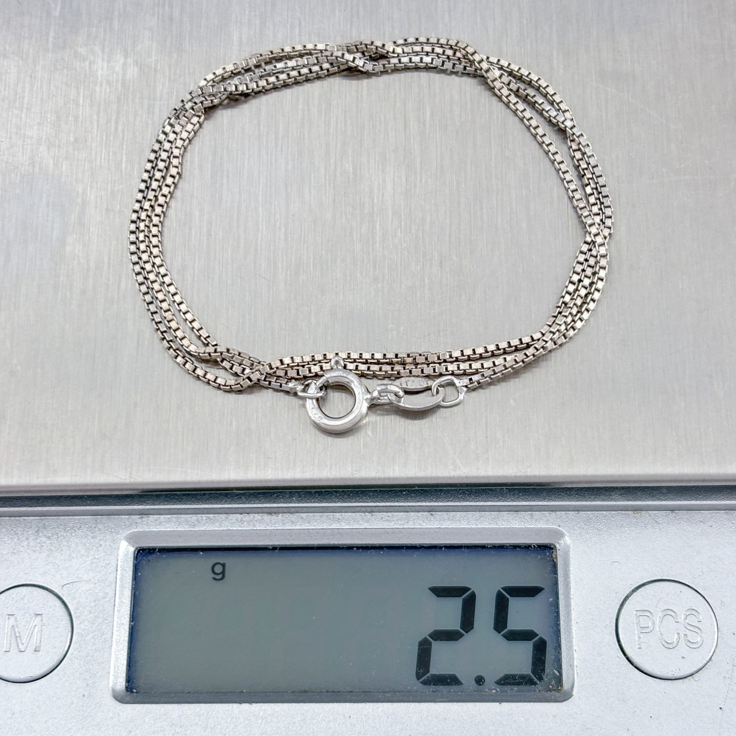 Vintage Italy Sterling Silver 925 Box Link Chain Necklace 16"