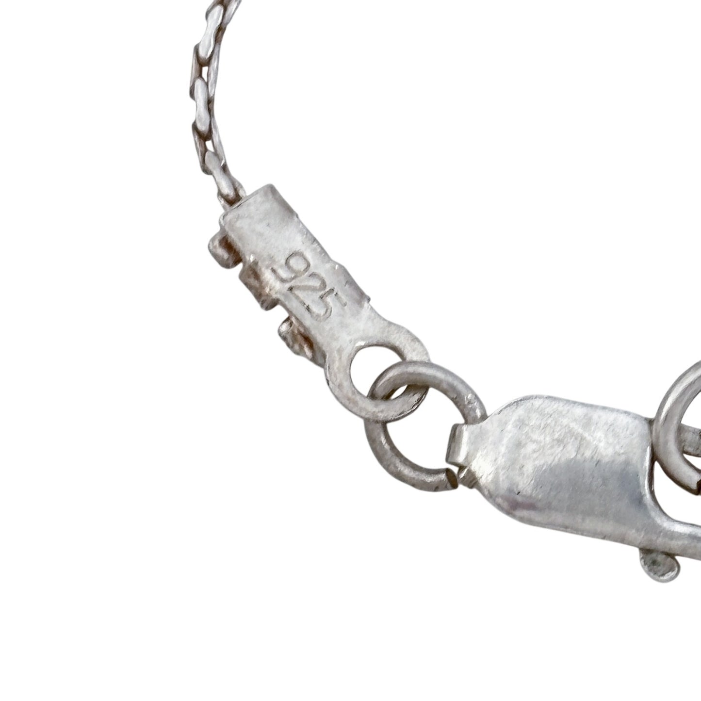 Vintage Sterling Silver 925 White Quartz Tumbled Necklace 16.5"
